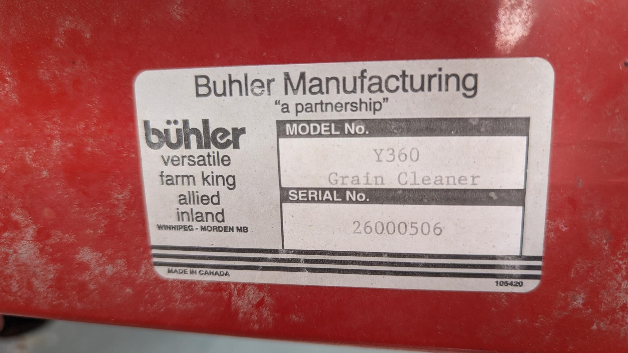  Buhler Farm King Y360 Grain Vac