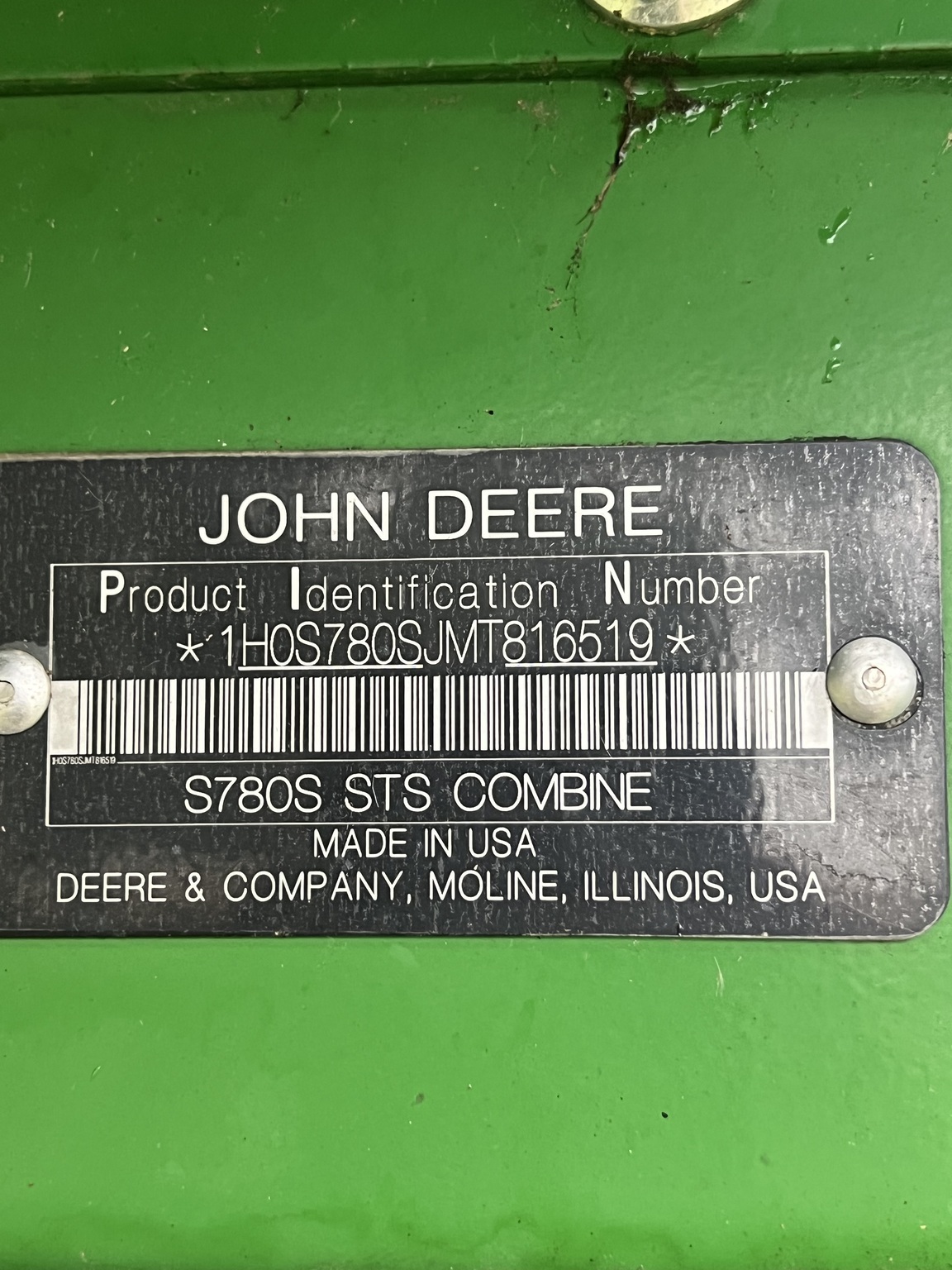 2021 John Deere S780 Combine
