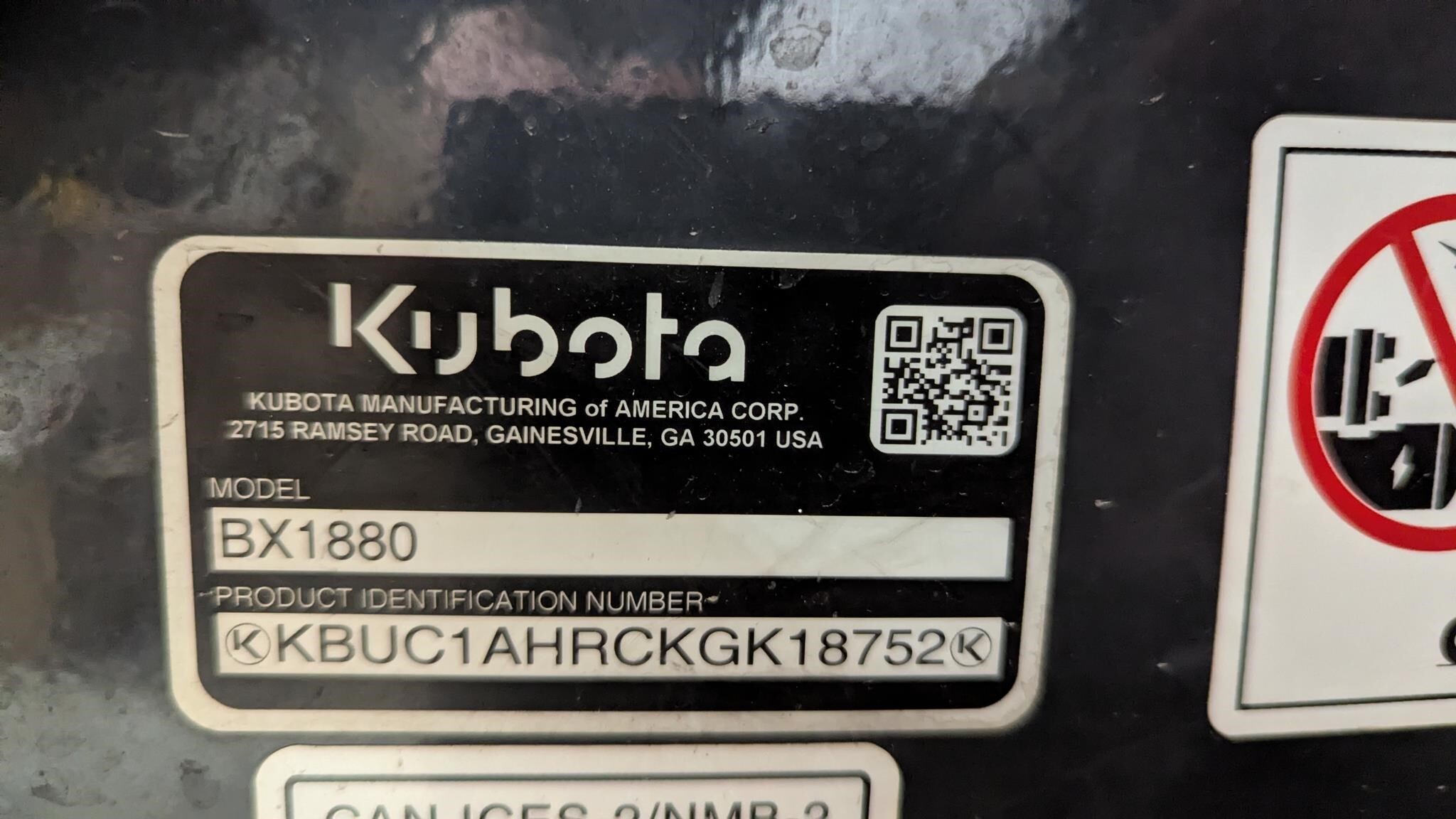 2019 Kubota BX1880 Tractor