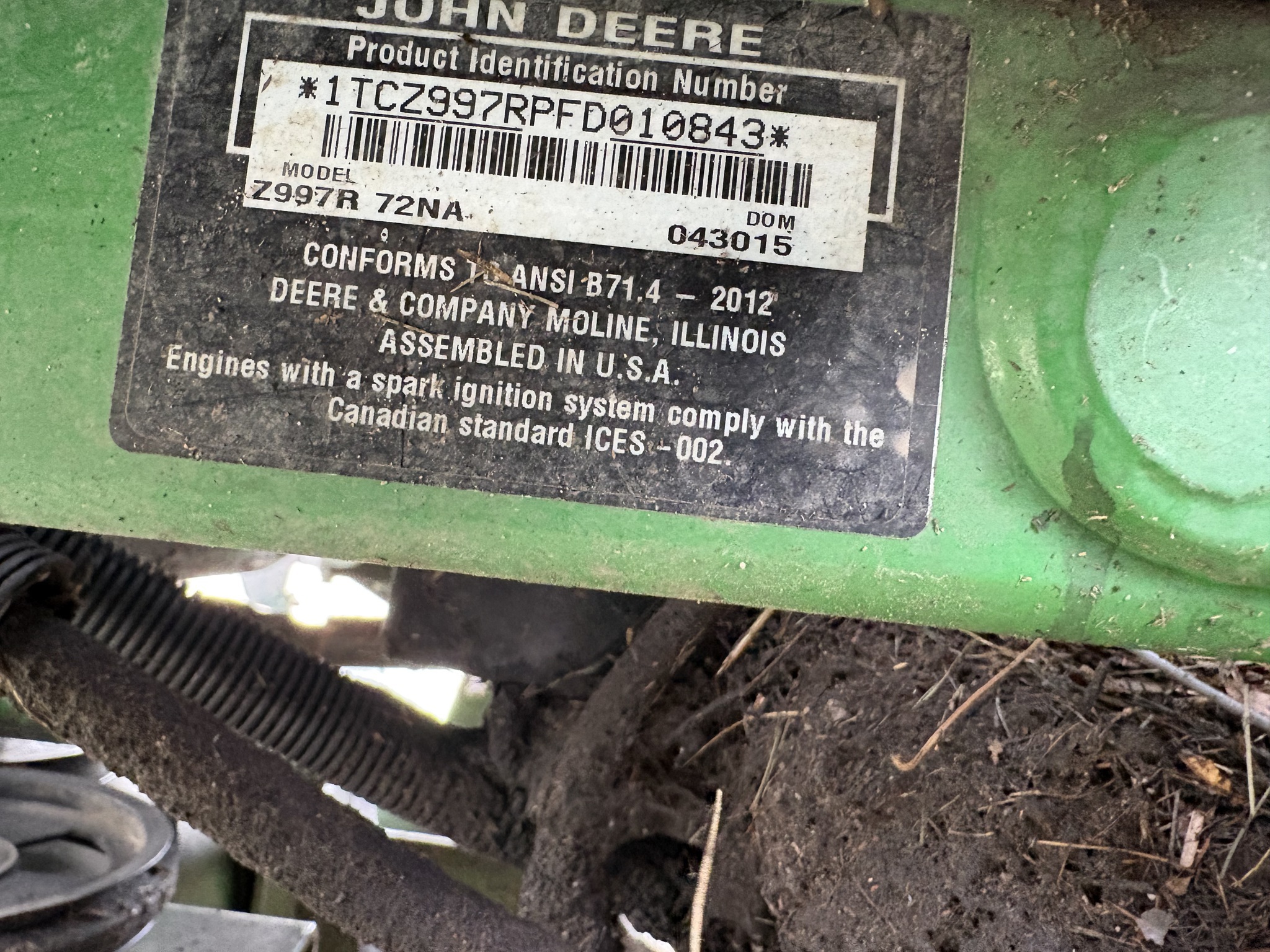 2015 John Deere Z997R Lawn Mower