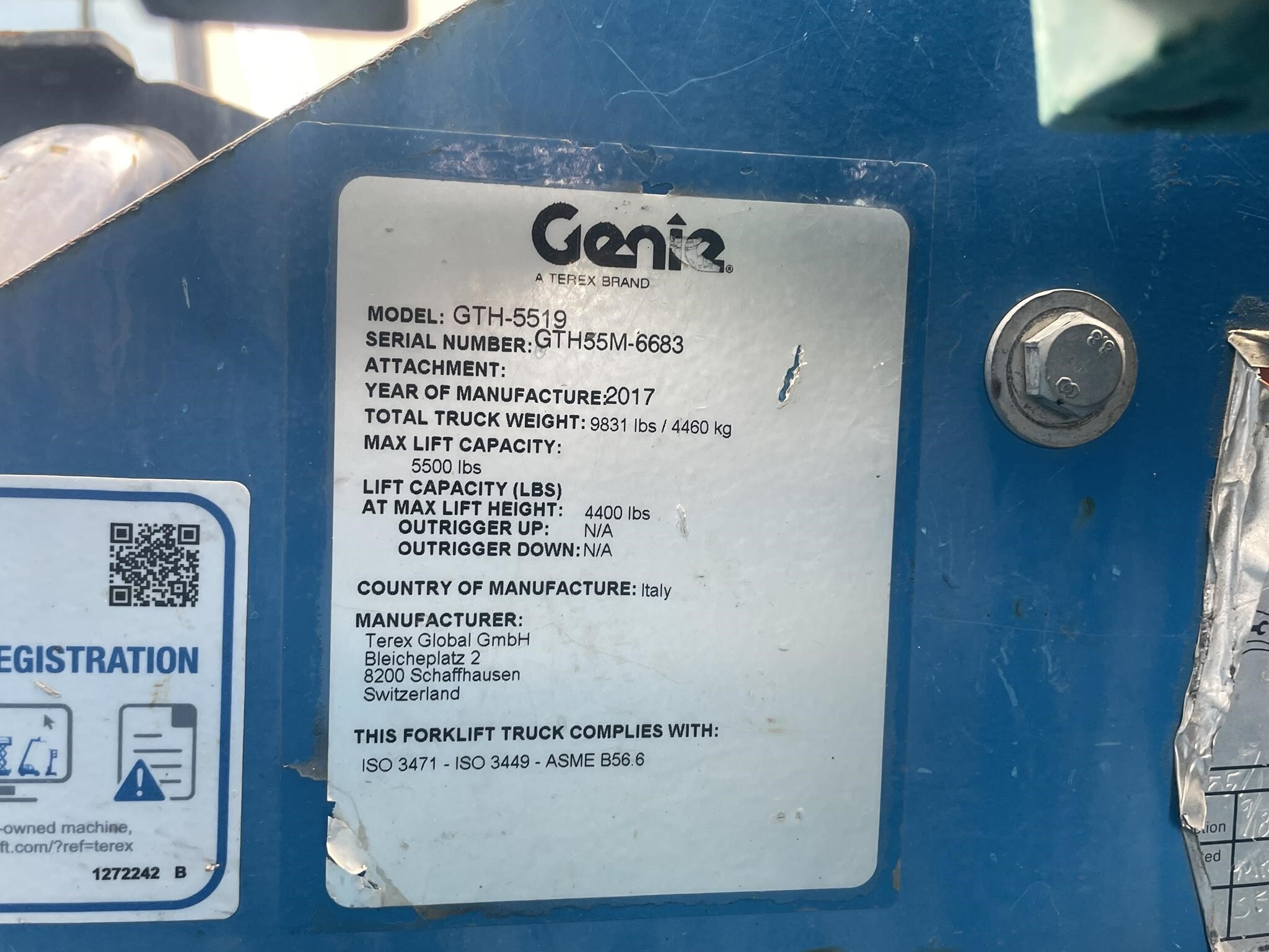 2017 Genie GTH5519 Telehandler