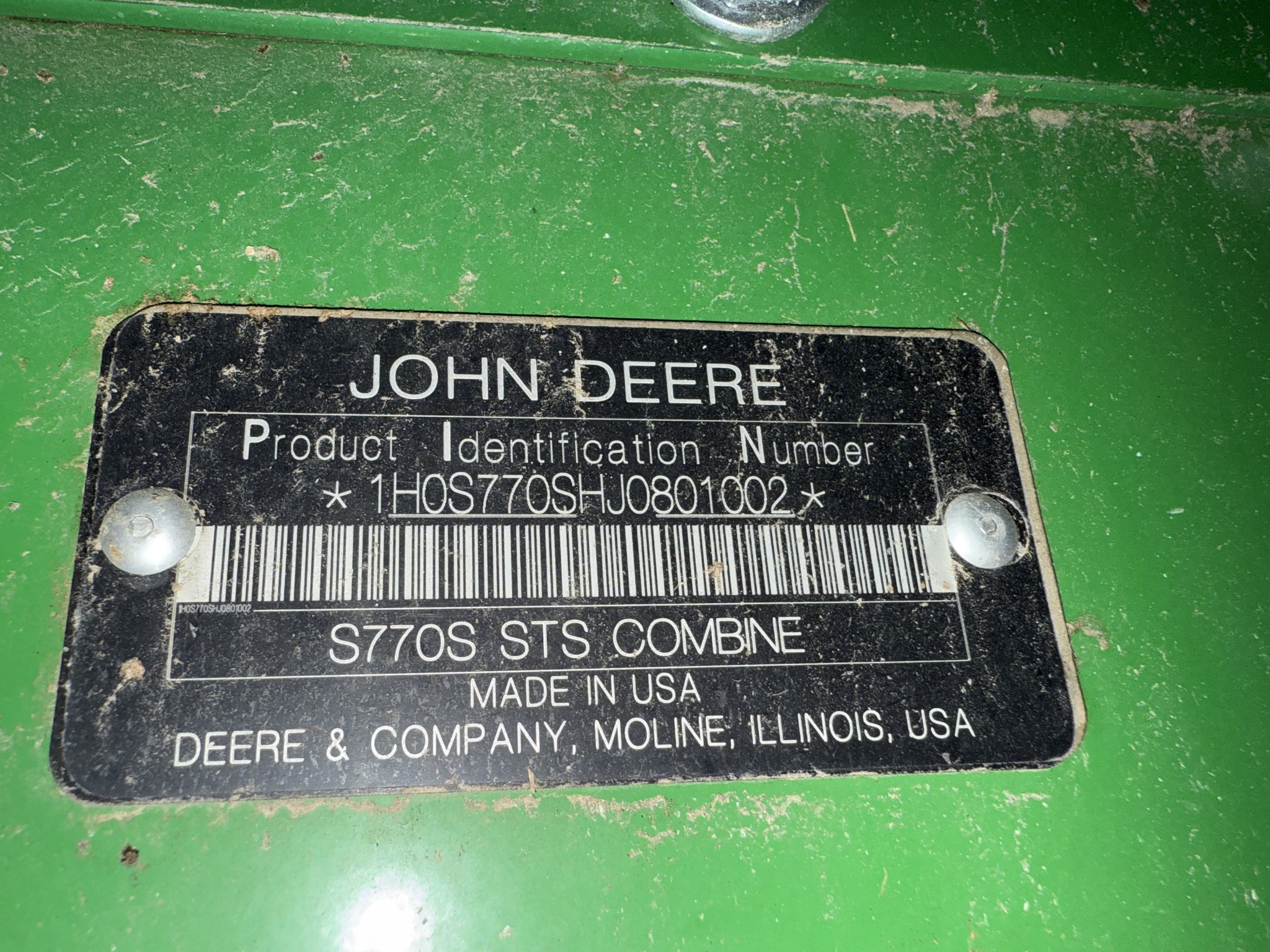2018 John Deere S770 Combine