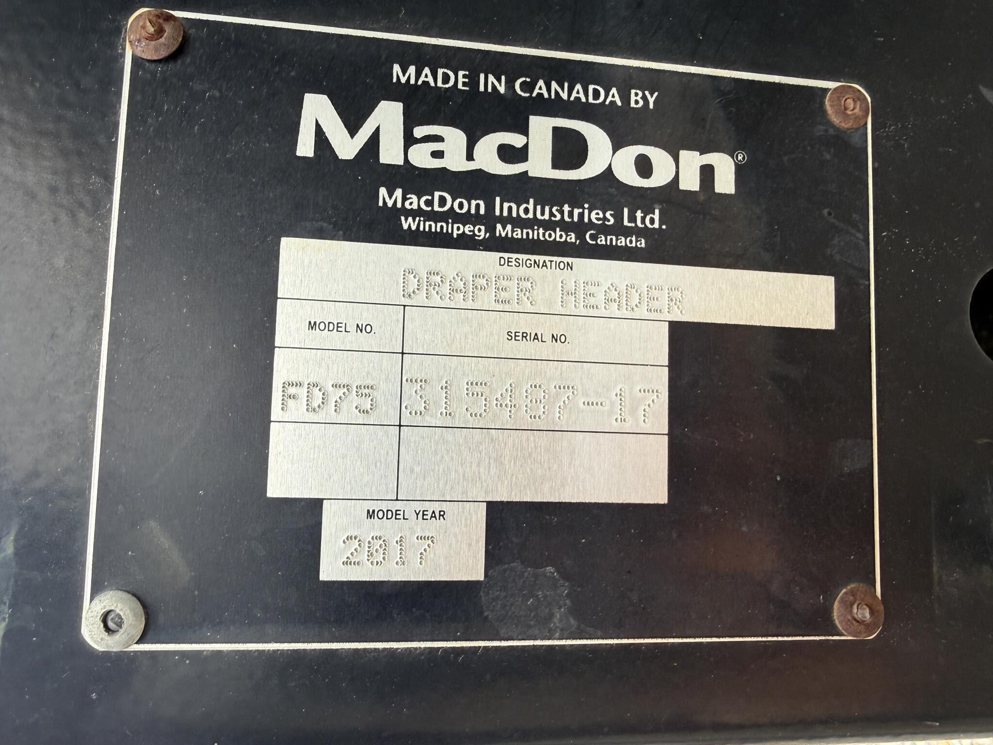 2017 MacDon FD75 Platform
