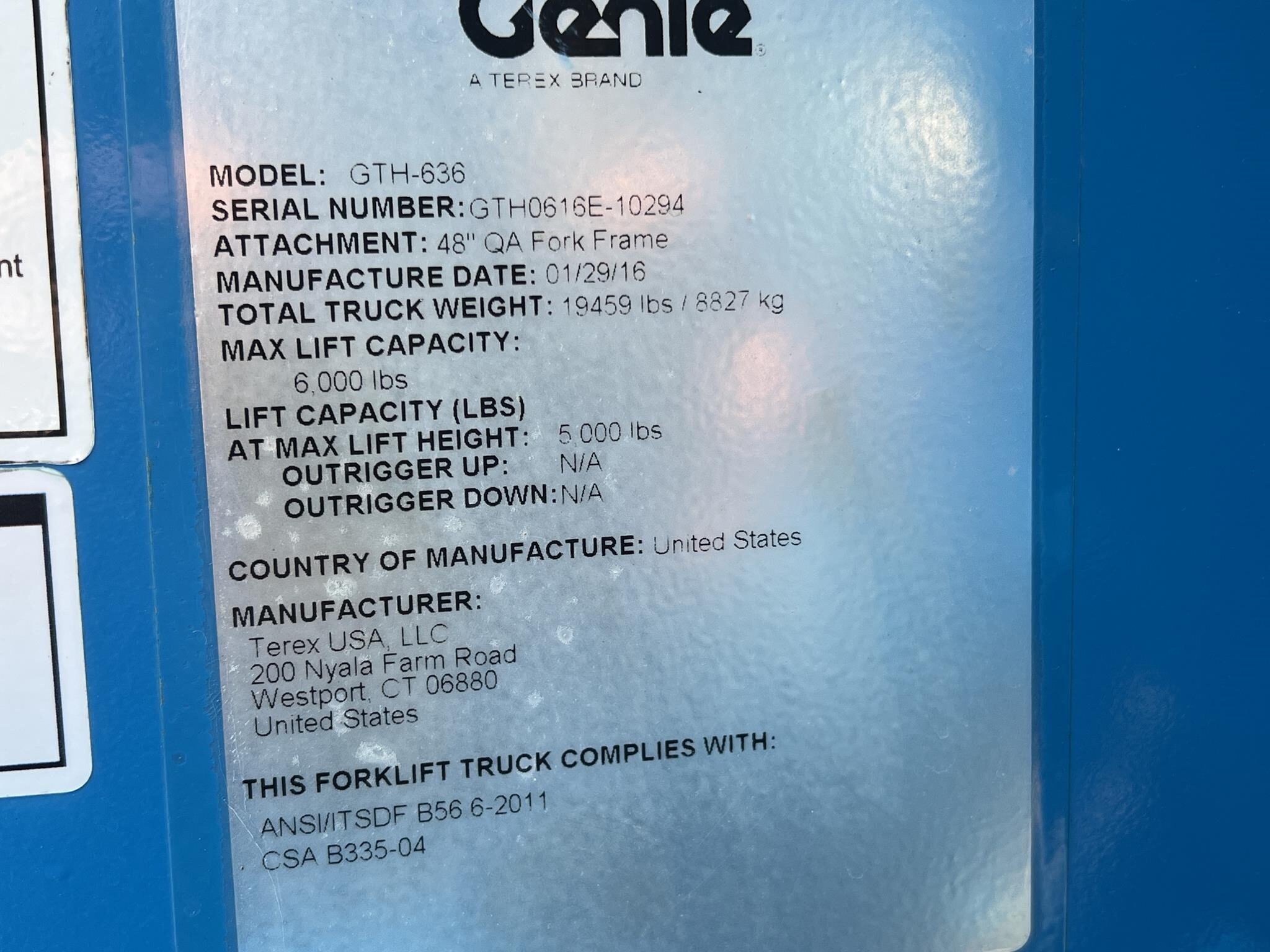 2016 Genie GTH636 Telehandler