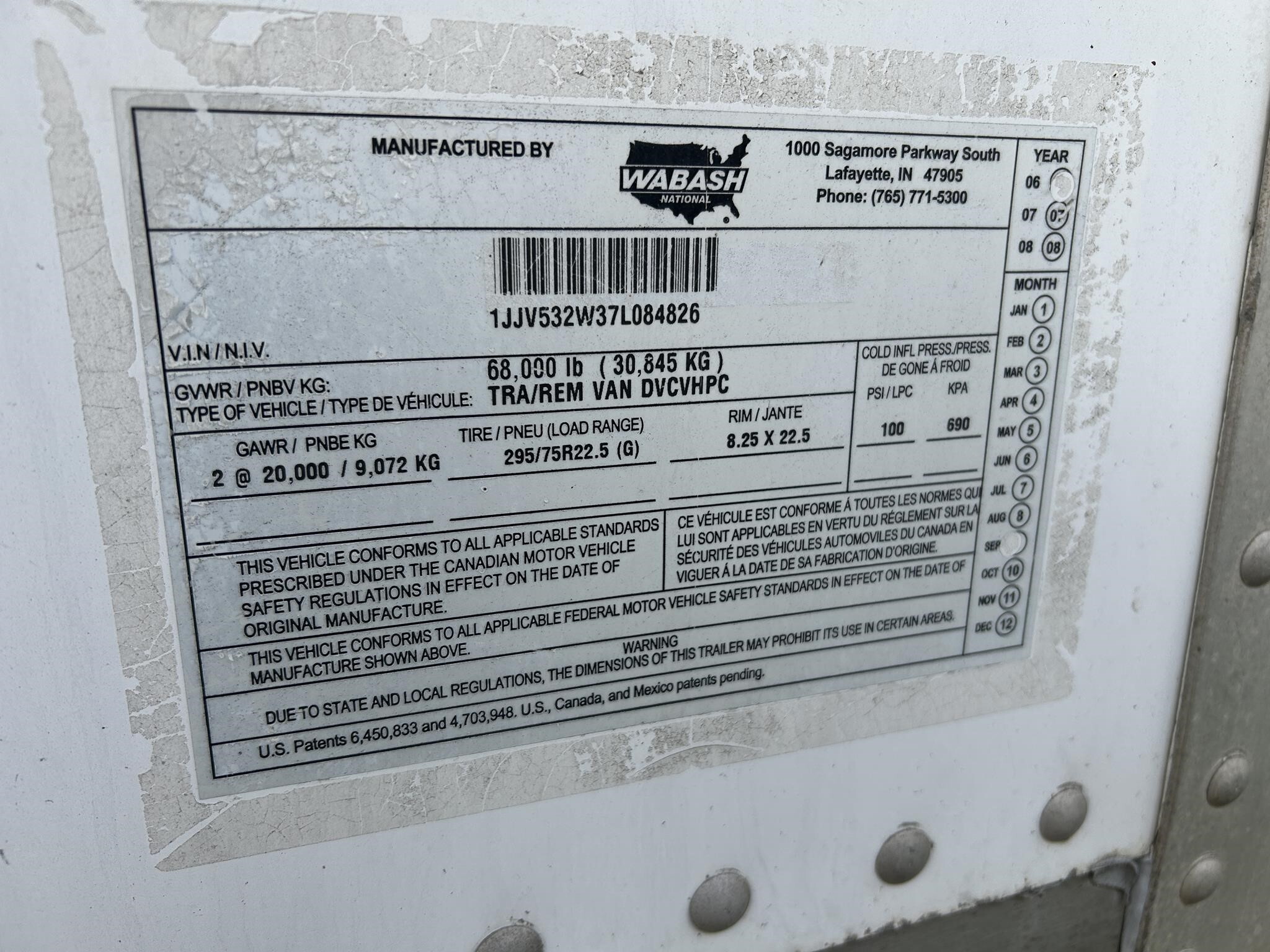 2007 Wabash DVCVHPC Box Trucks/Trailer