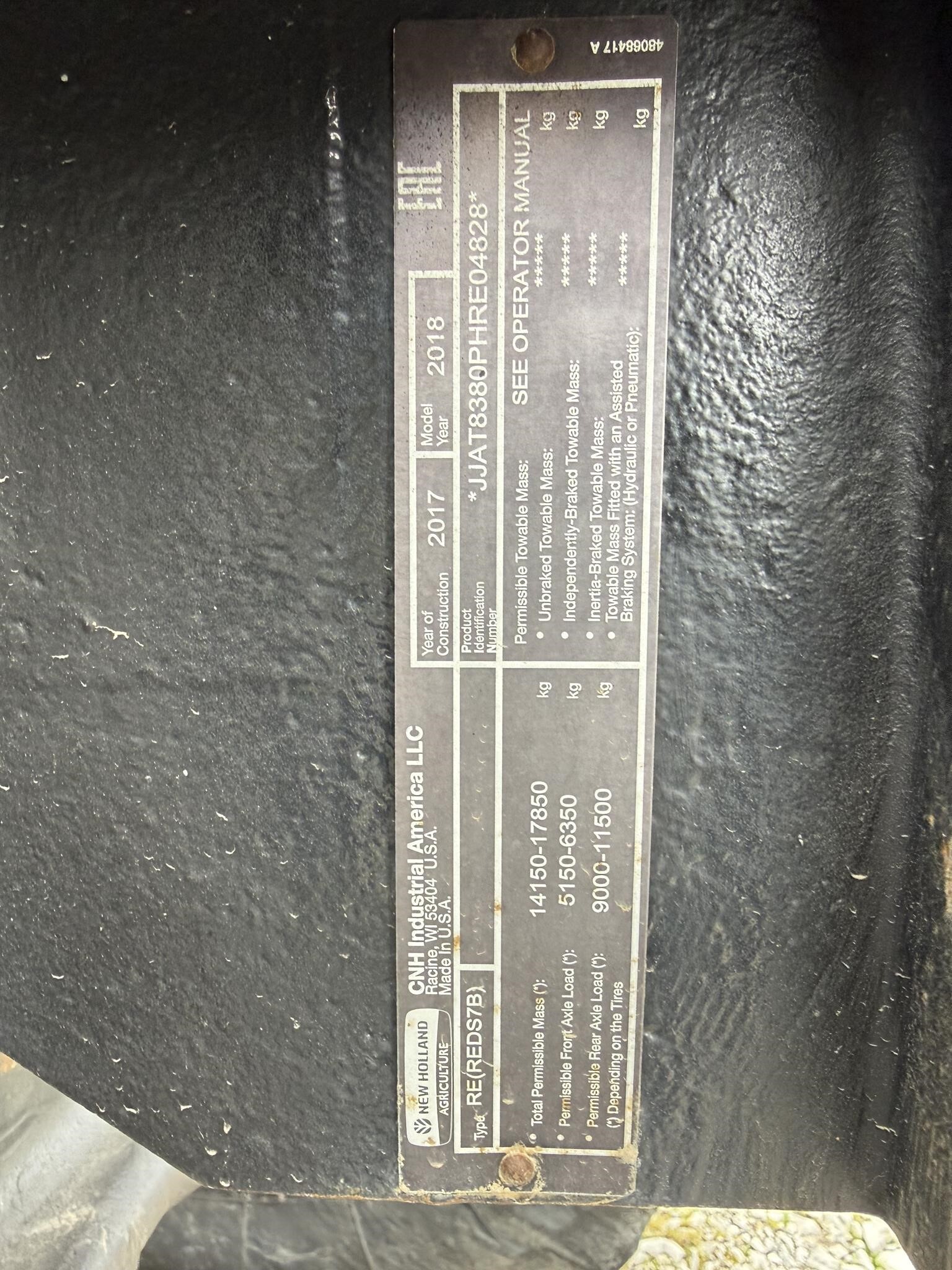 2018 New Holland T8.380 Tractor