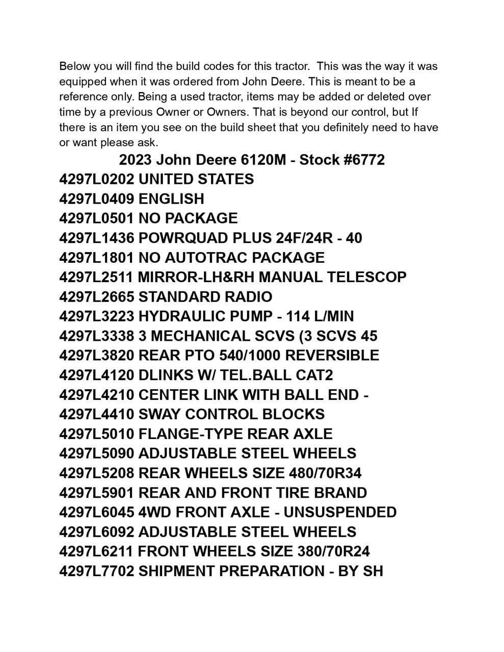 2023 John Deere 6120M Tractor
