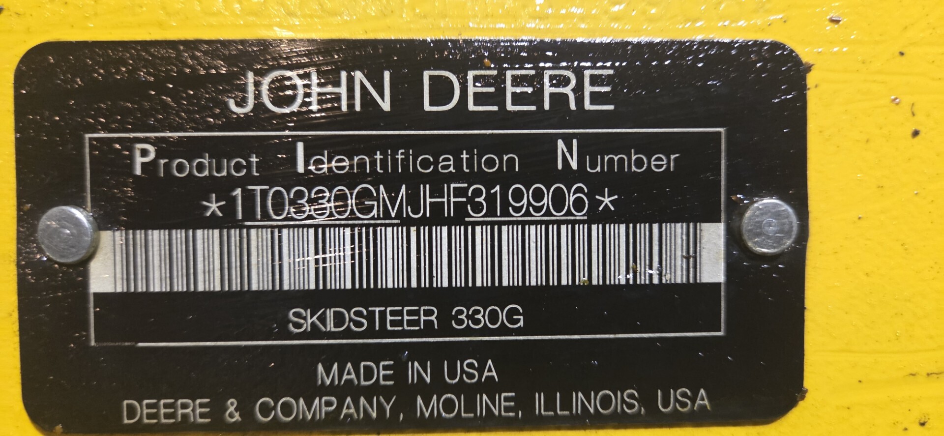 2018 Deere 330G Skid Steer