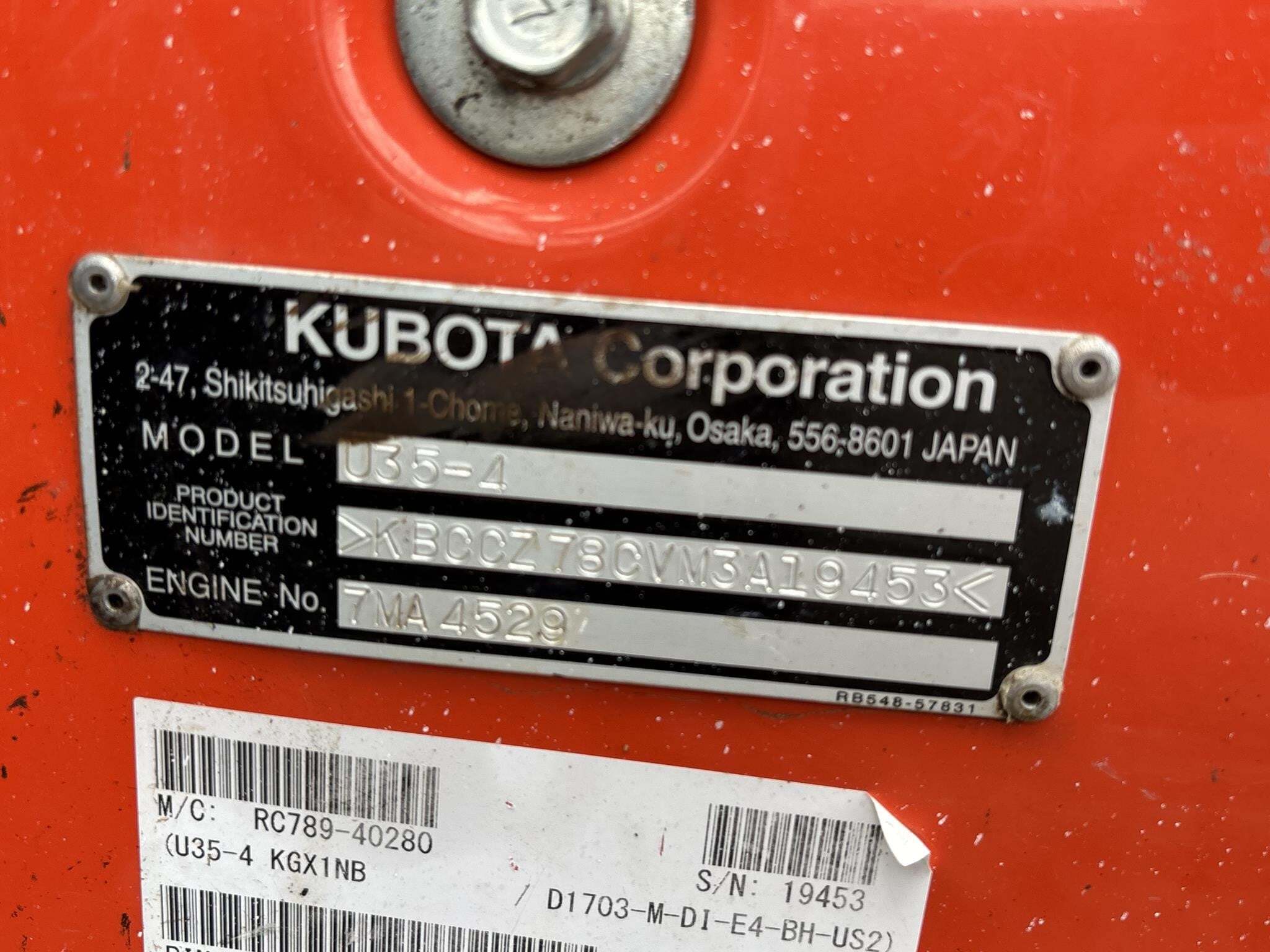 2021 Kubota U35-4 Mini Excavator
