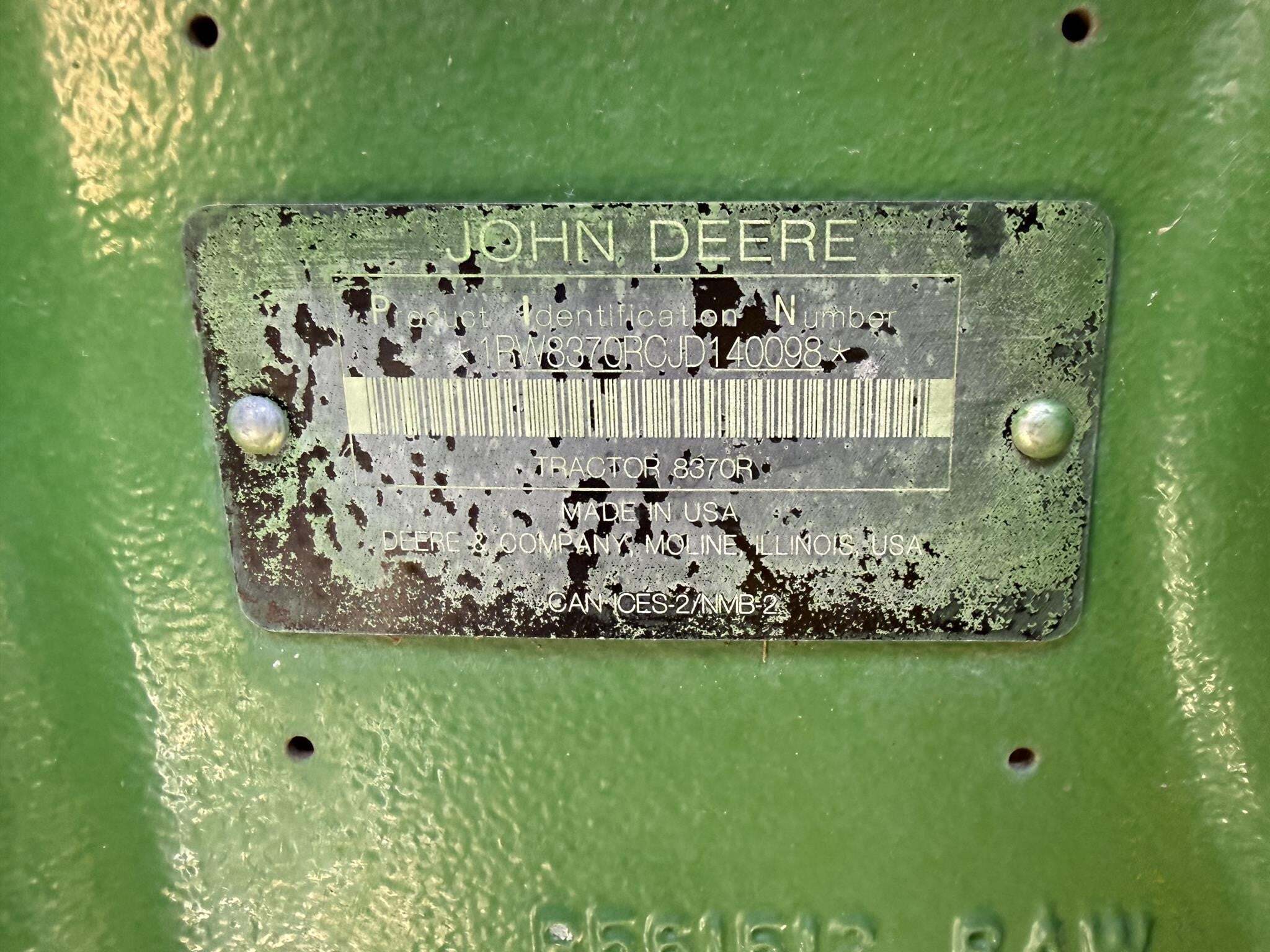 2018 John Deere 8370R Tractor
