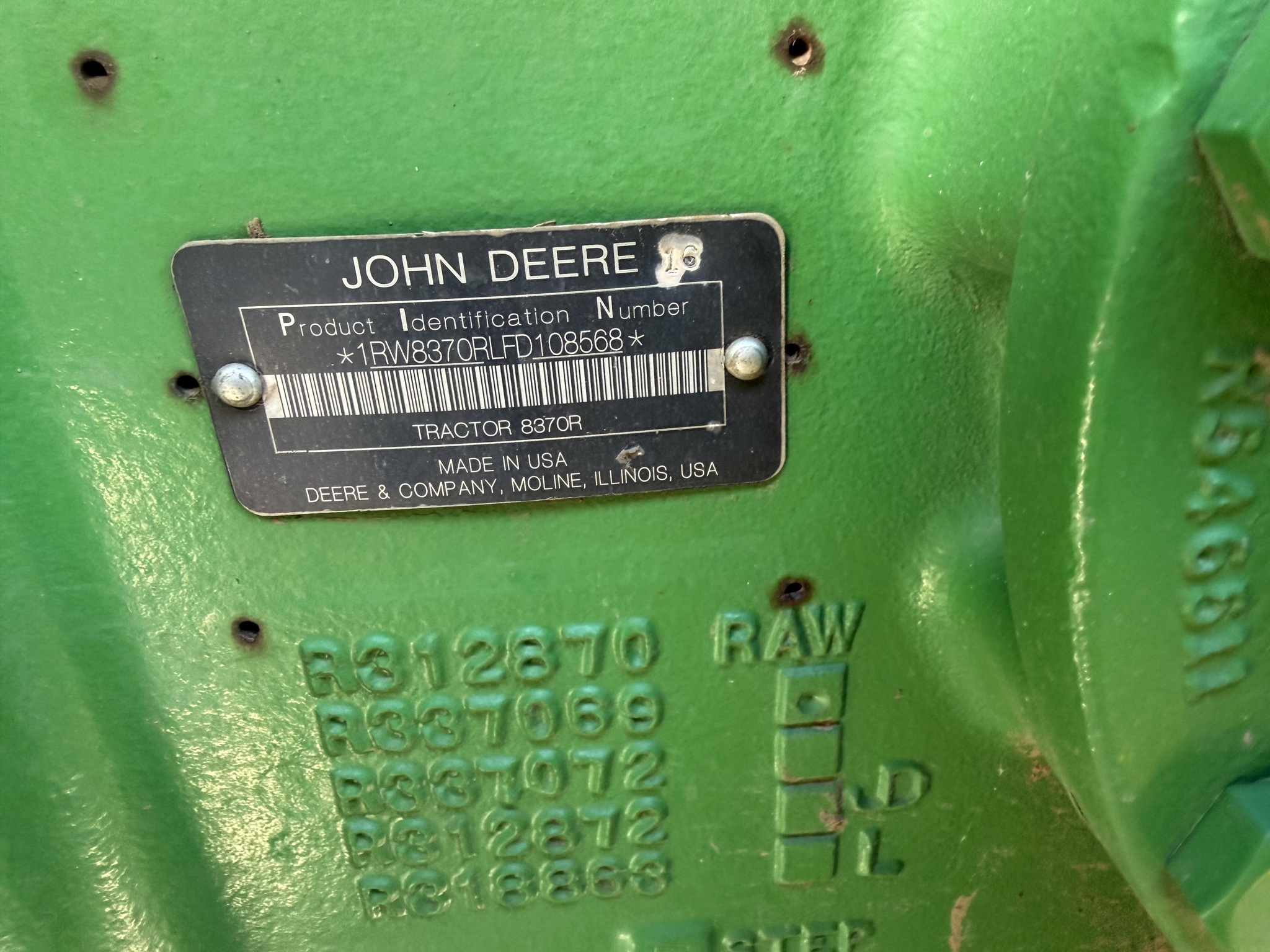 2016 John Deere 8370R Tractor