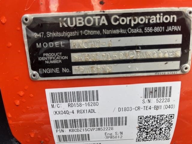 2024 Kubota KX040-4 Mini Excavator