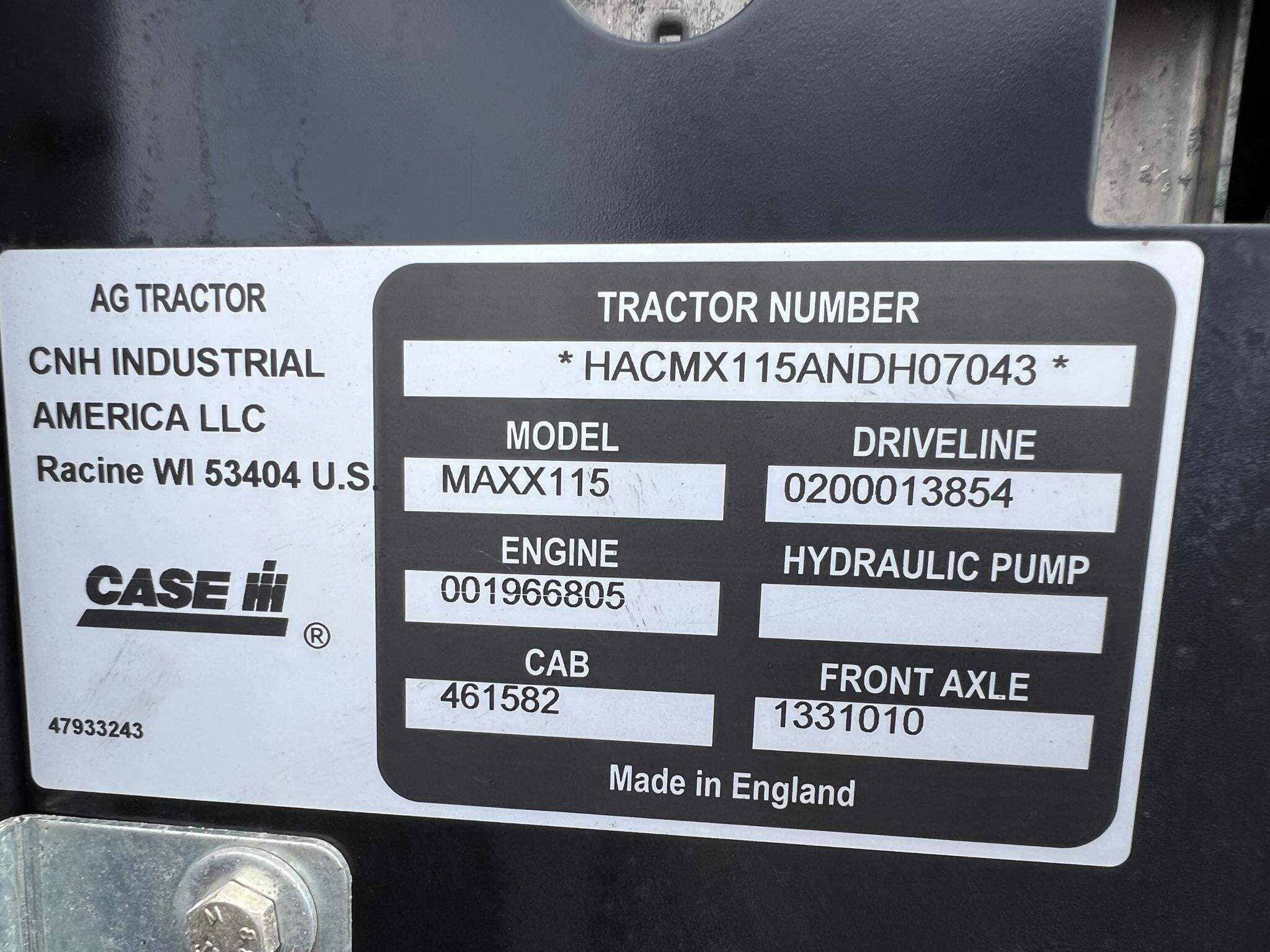 2022 Case IH Maxxum 115 Tractor