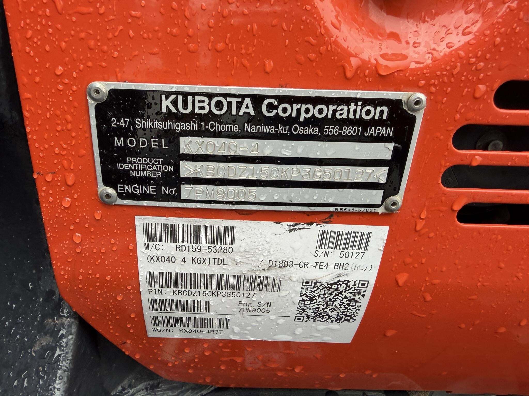 2023 Kubota KX040-4 Mini Excavator