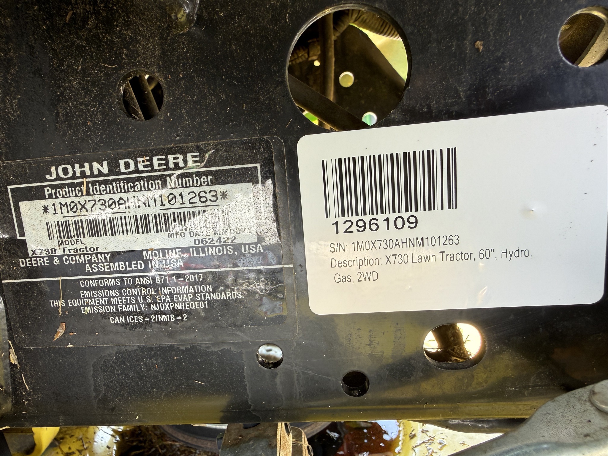 2022 John Deere X730 Lawn Mower