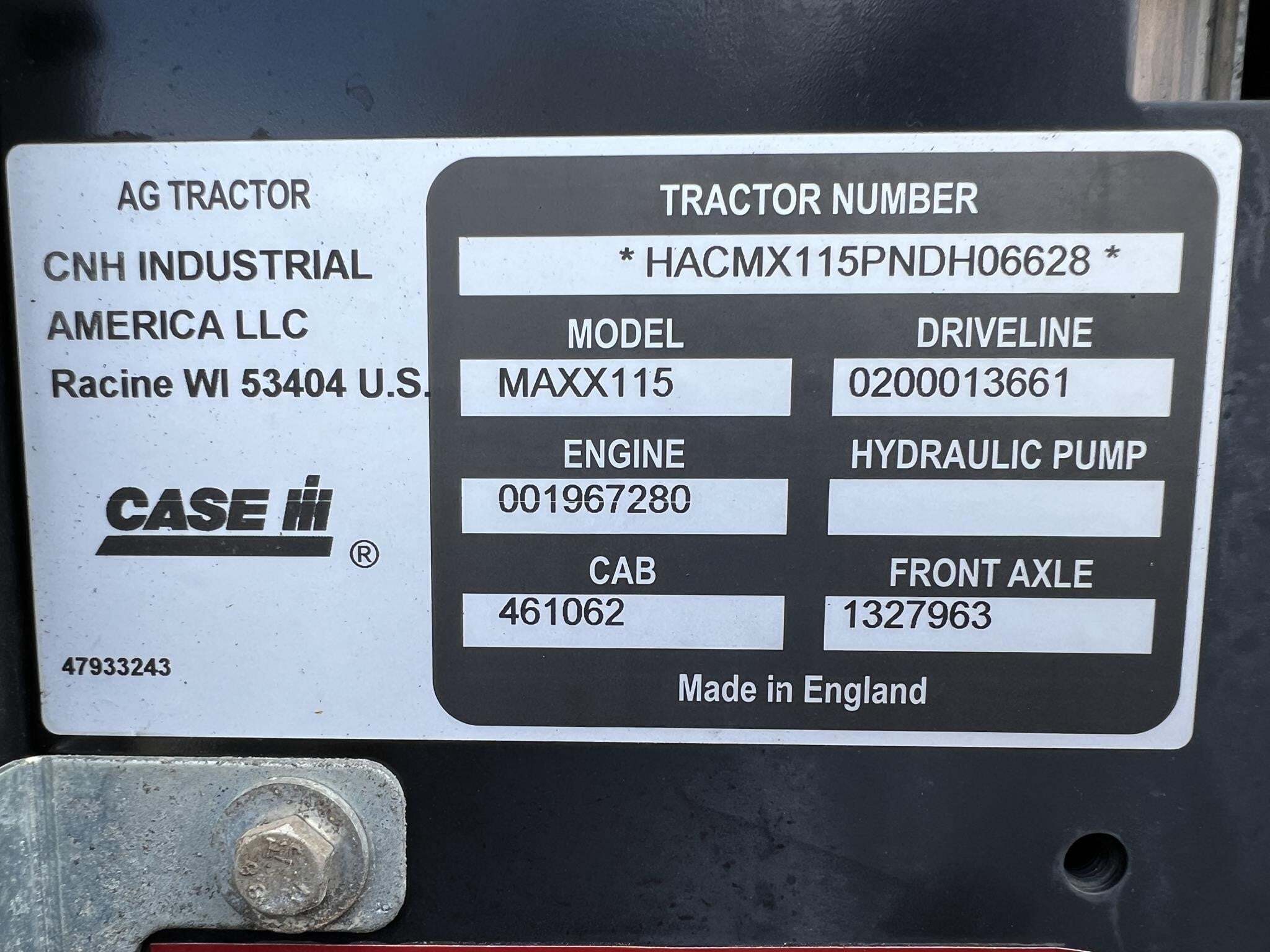 2022 Case IH Maxxum 115 Tractor