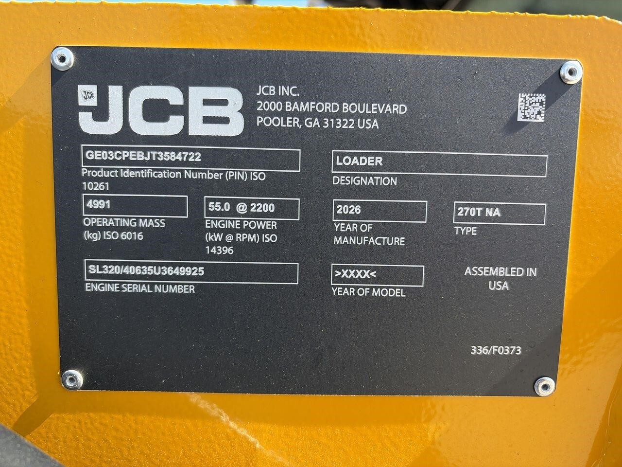 2026 JCB 270T Loader and Skid Steer Attachment