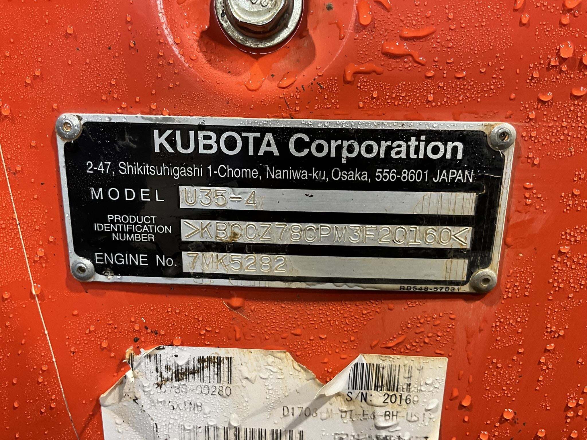 2021 Kubota U35-4 Mini Excavator