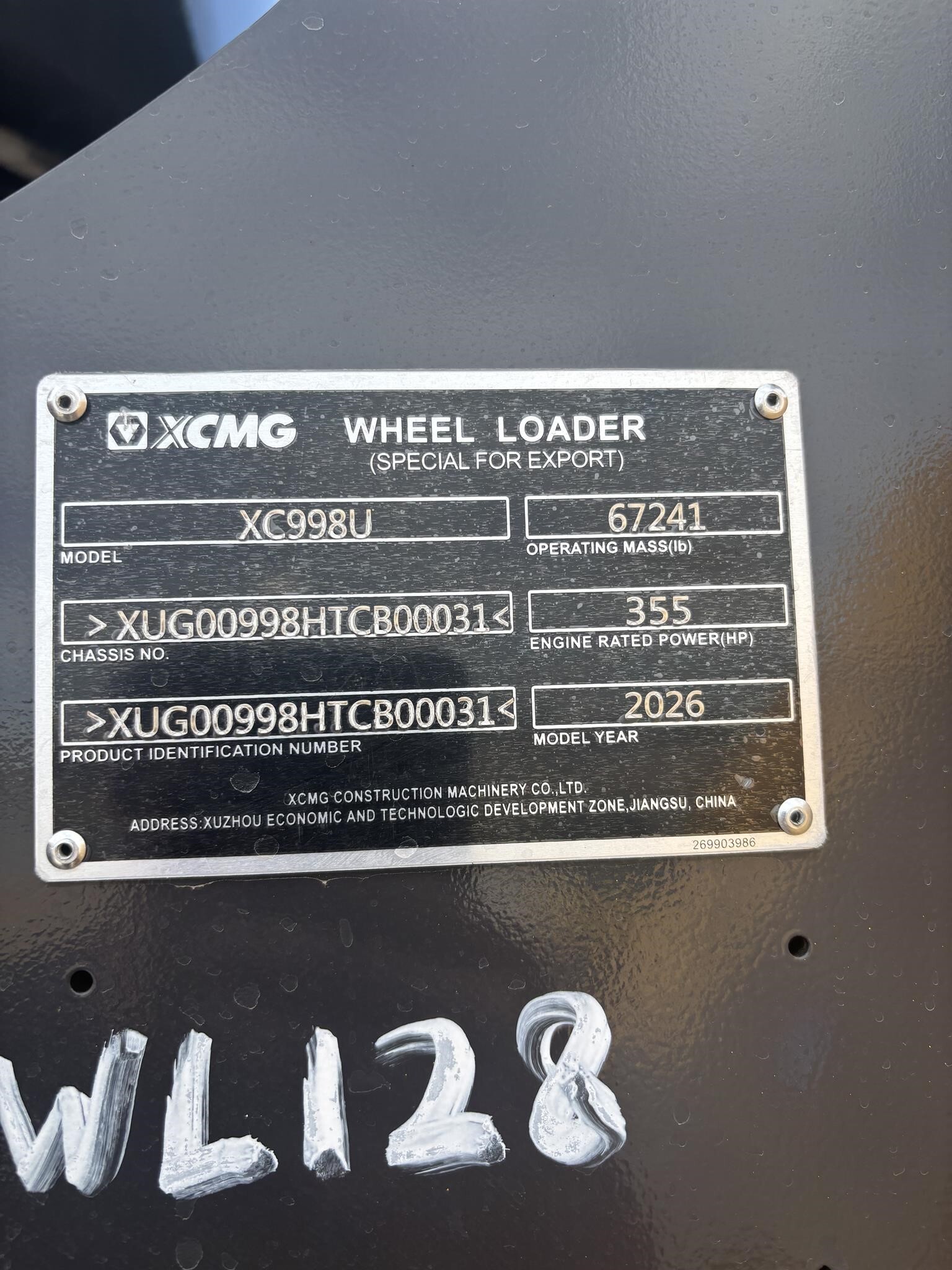 2026 XCMG XC998U Wheel Loader
