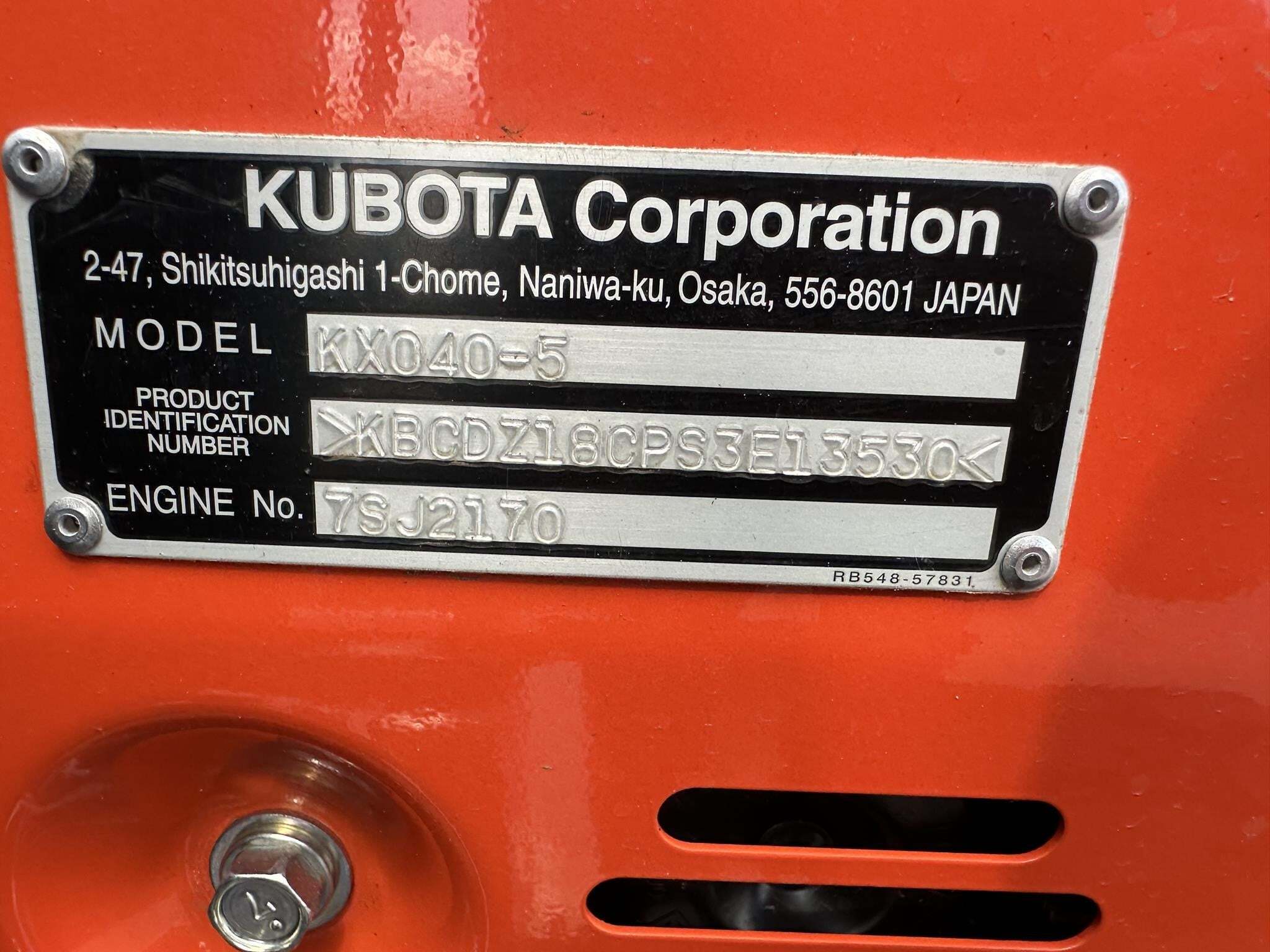 2026 Kubota KX040-5 Mini Excavator