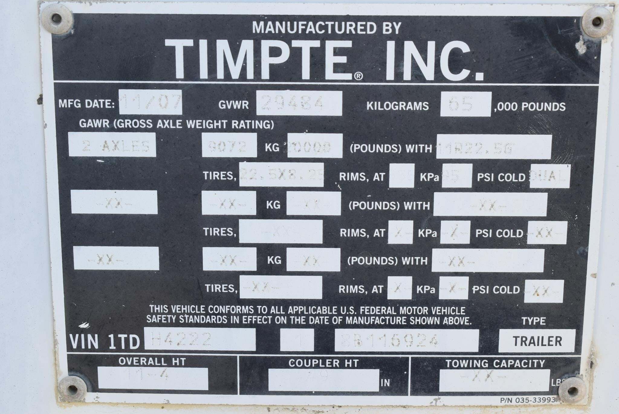 2008 Timpte Super Hopper Grain Trailer