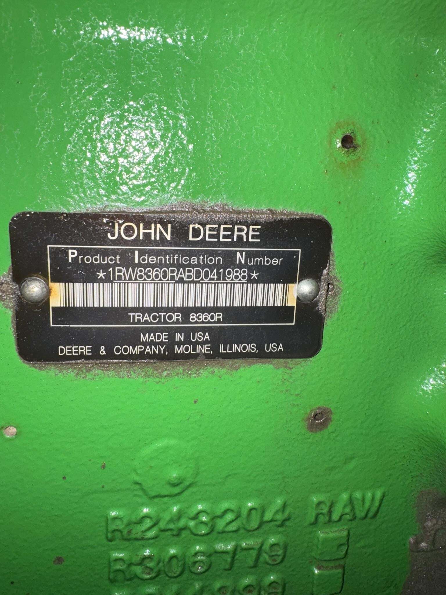 2011 John Deere 8360R Tractor