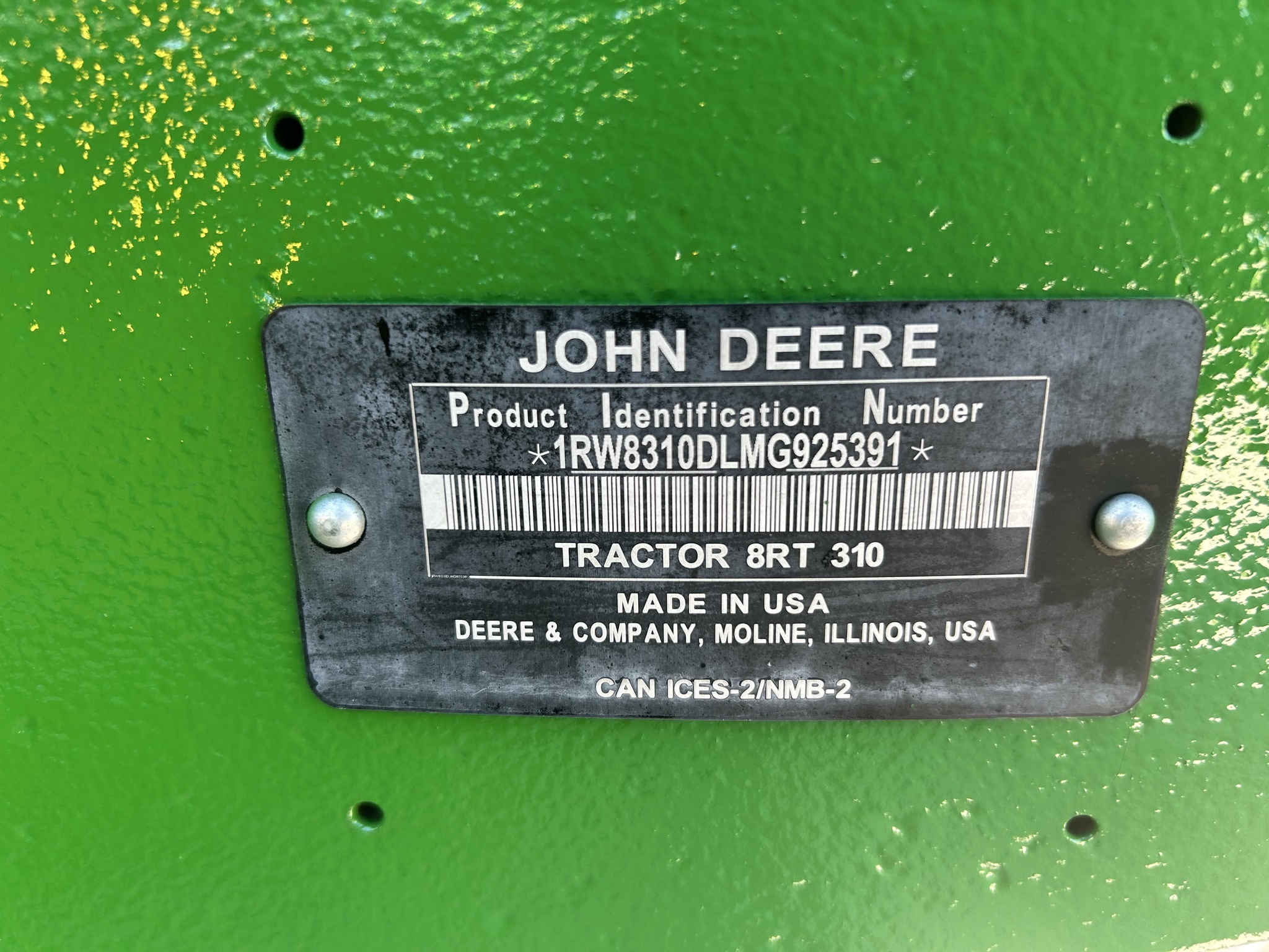 2021 John Deere 8RT 310 Tractor