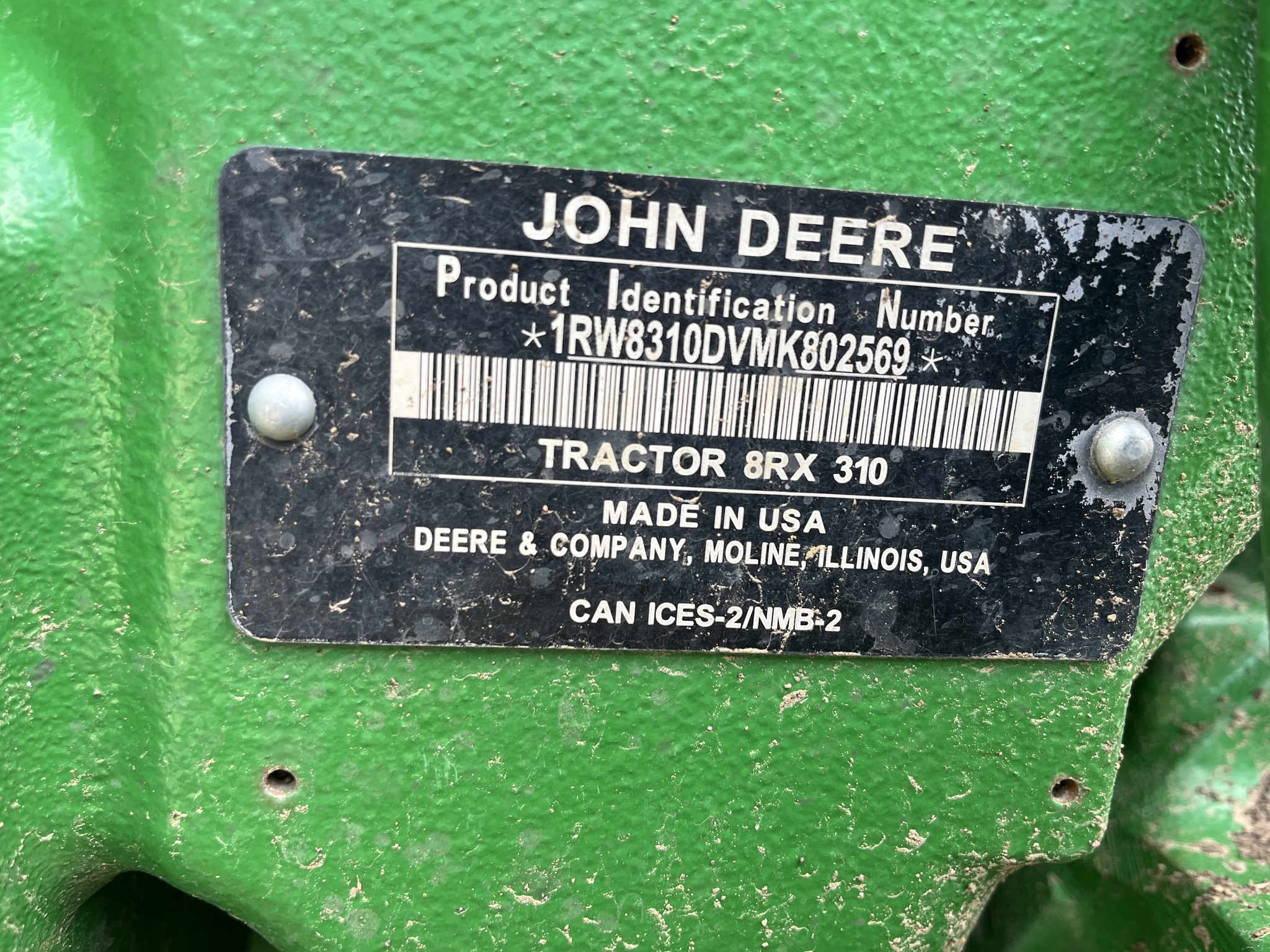 2021 John Deere 8RX 310 Tractor