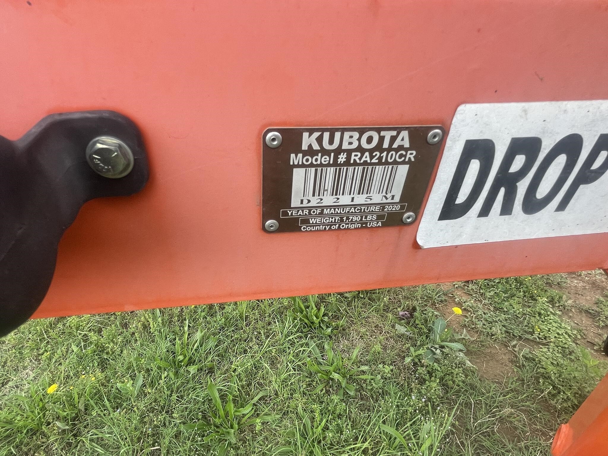 2020 Kubota RA210CR Rake