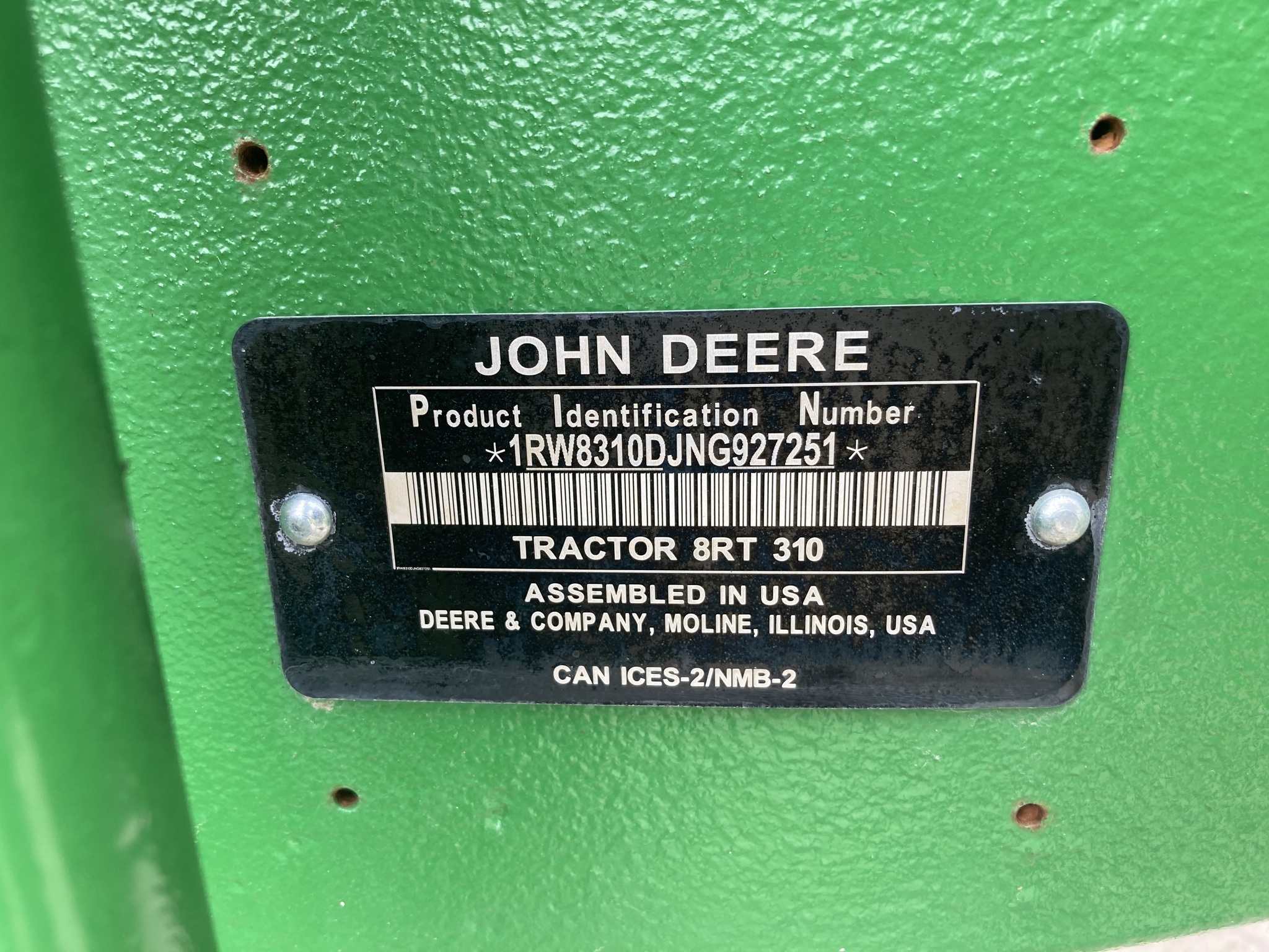 2022 John Deere 8RT 310 Tractor