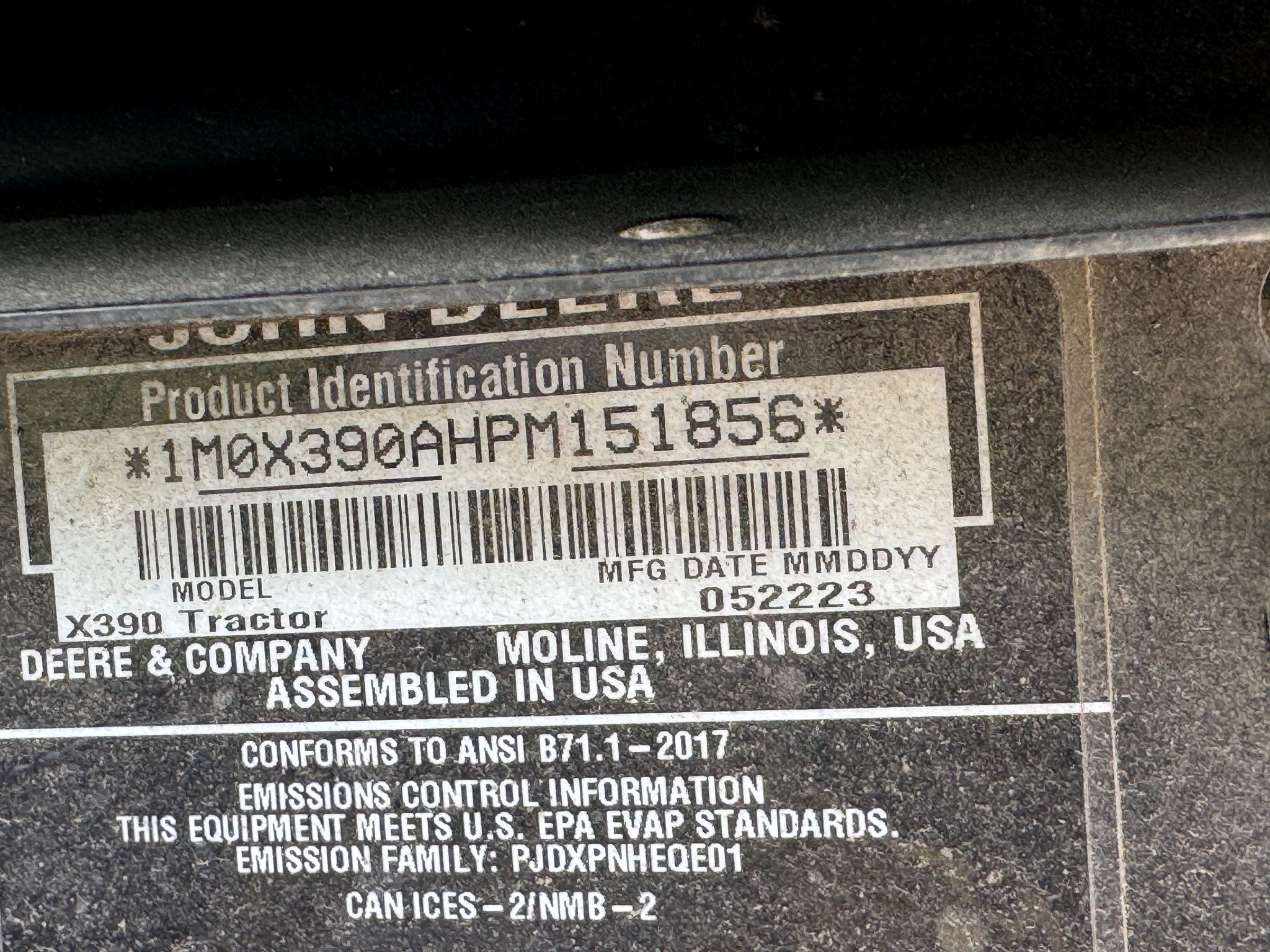 2023 John Deere X390 Lawn Mower