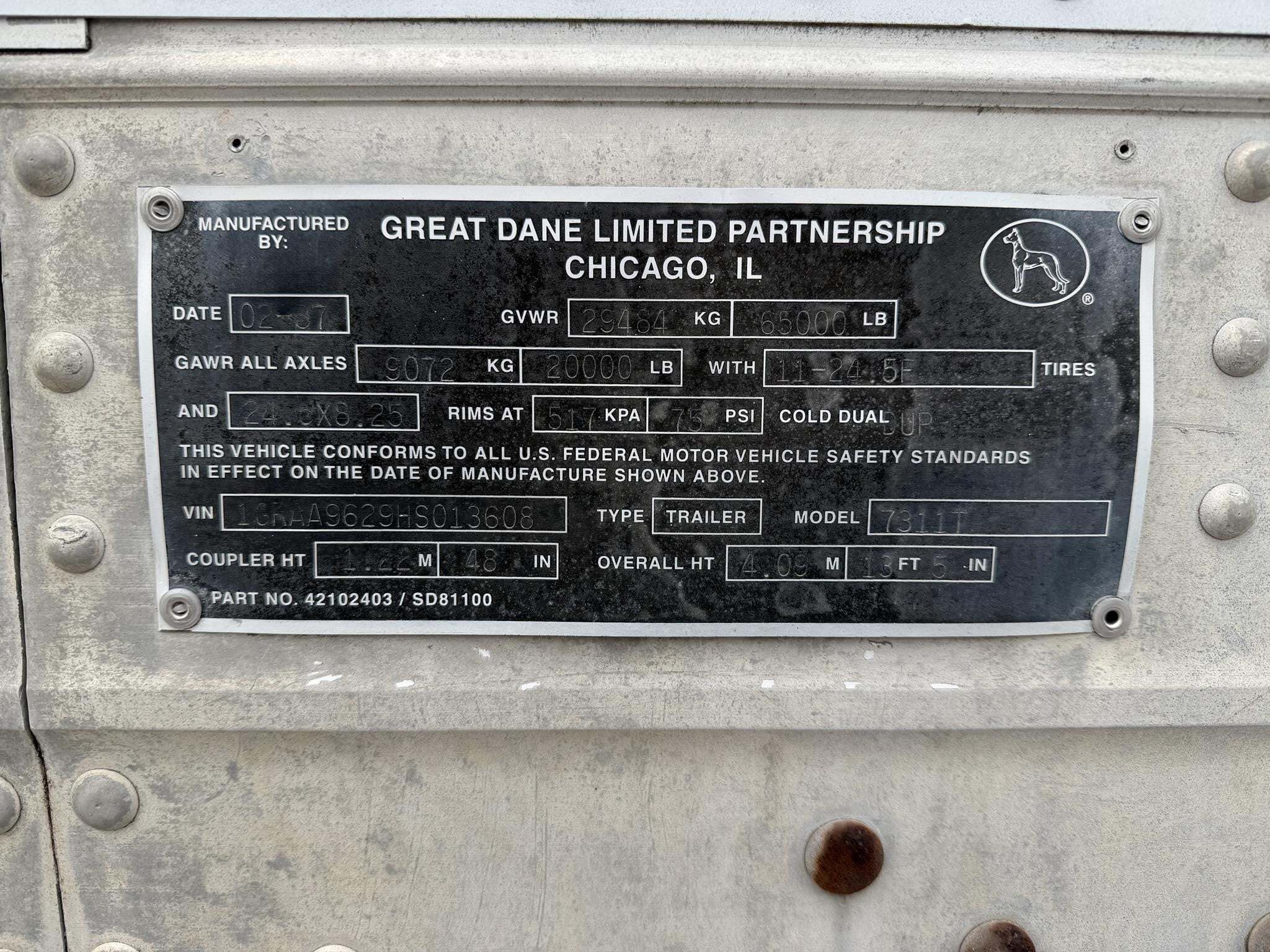 1987 Great Dane 48 FT VAN Box Trucks/Trailer