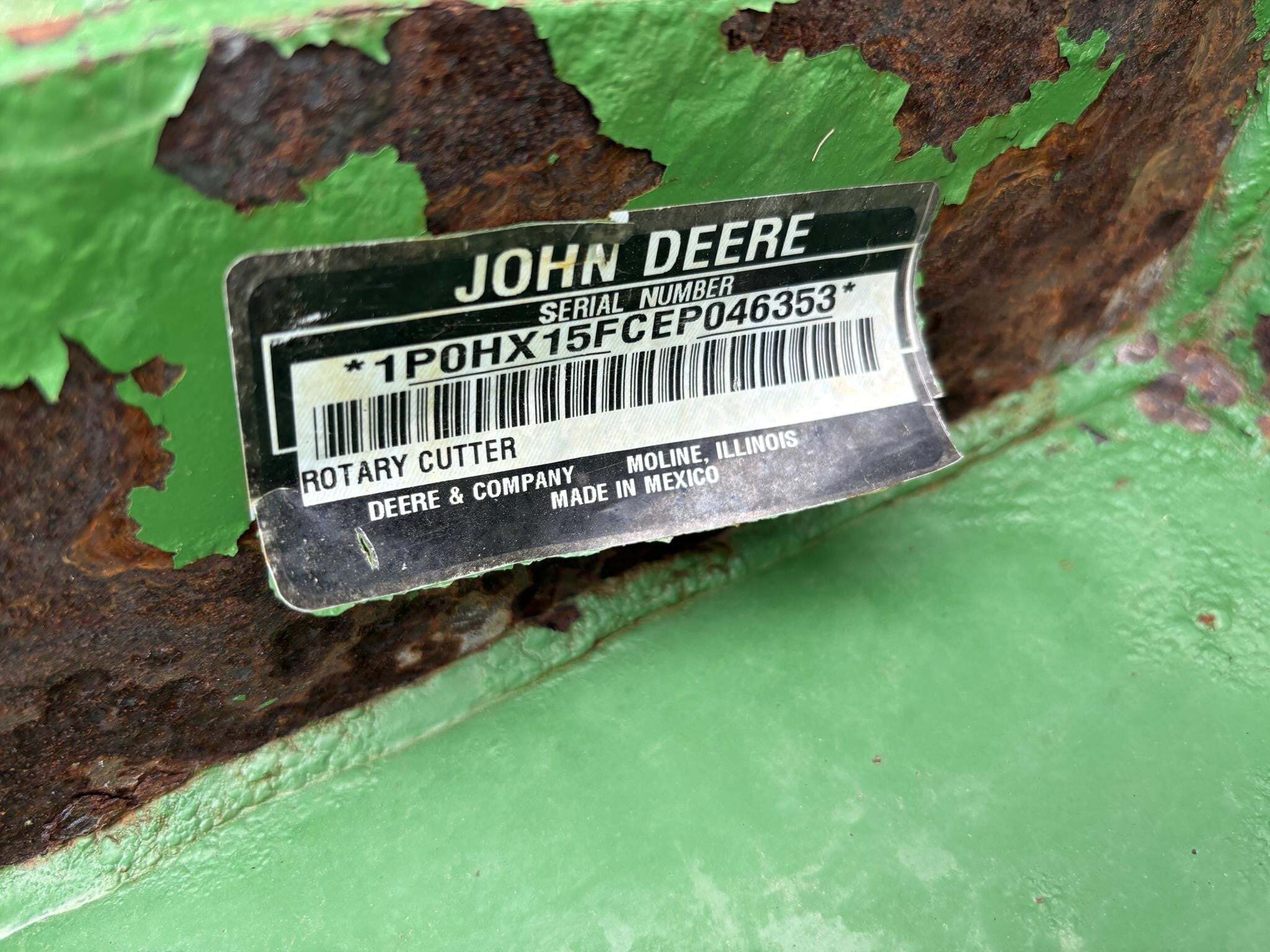 2014 John Deere HX15 Rotary Cutter