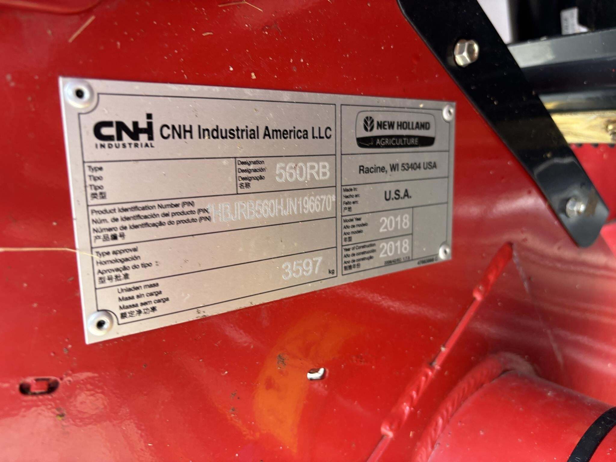 2018 New Holland Roll-Belt 560 Round Baler