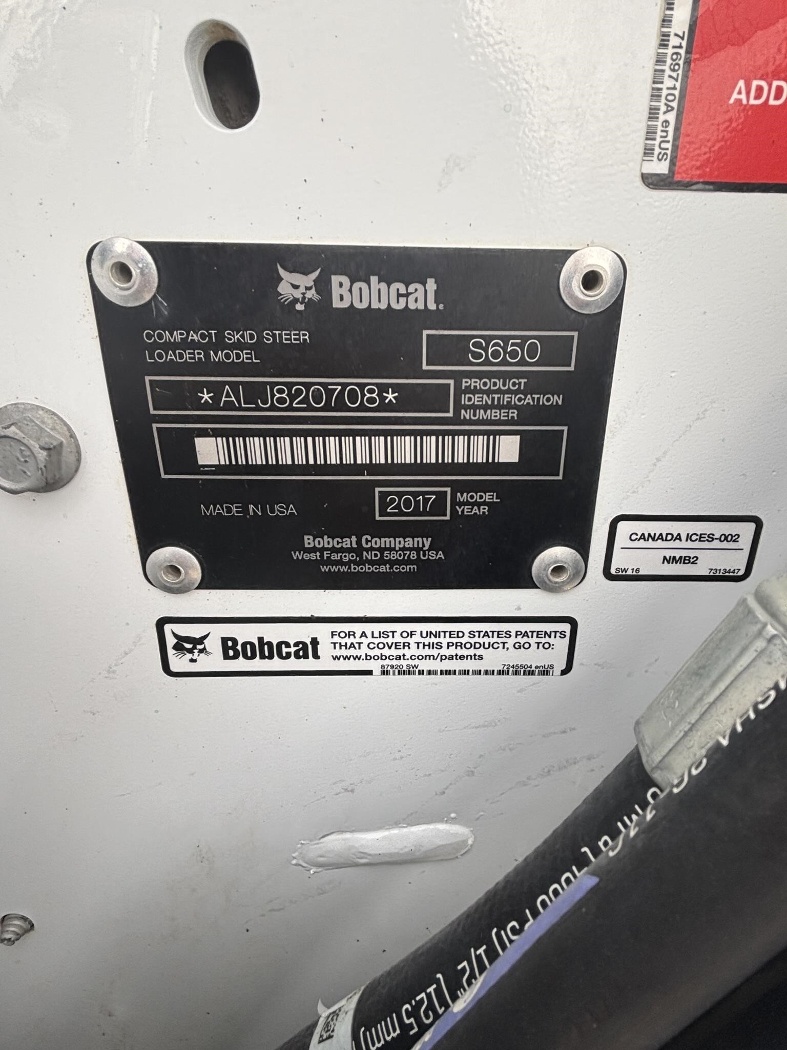 2017 Bobcat S650 Skid Steer