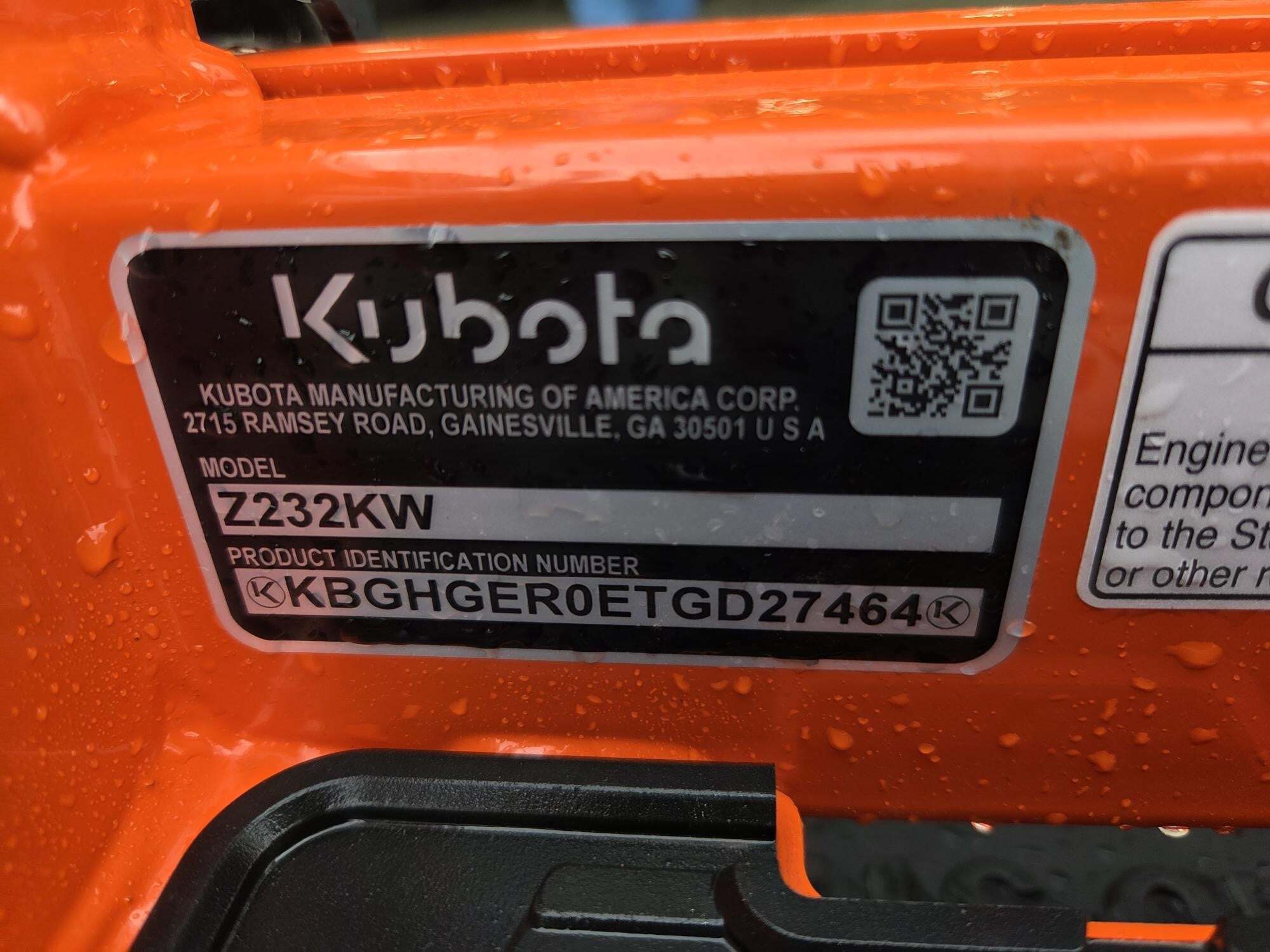 2026 Kubota Z232 Lawn Mower - $Call | Machinery Pete