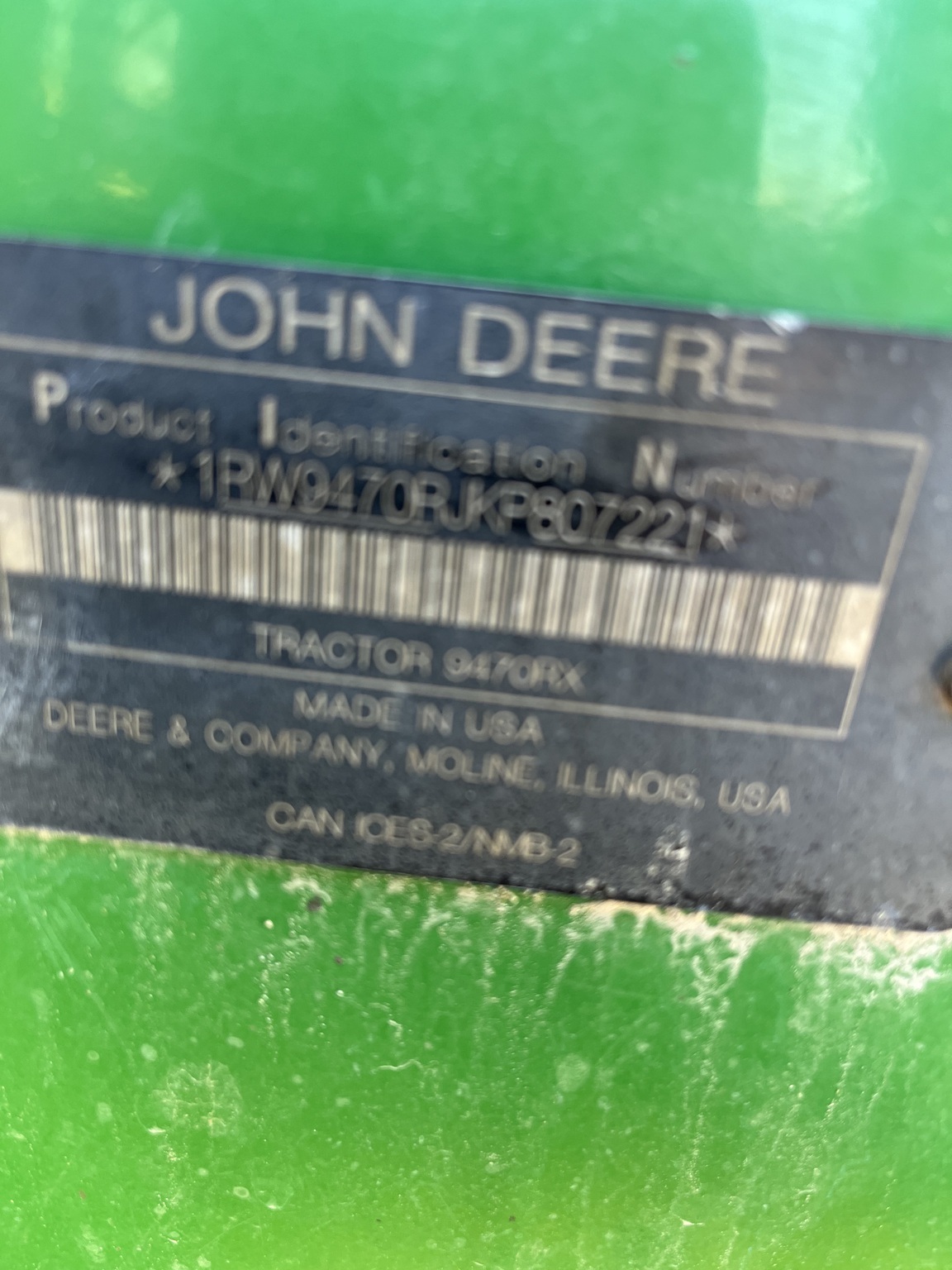 2019 John Deere 9470RX Tractor