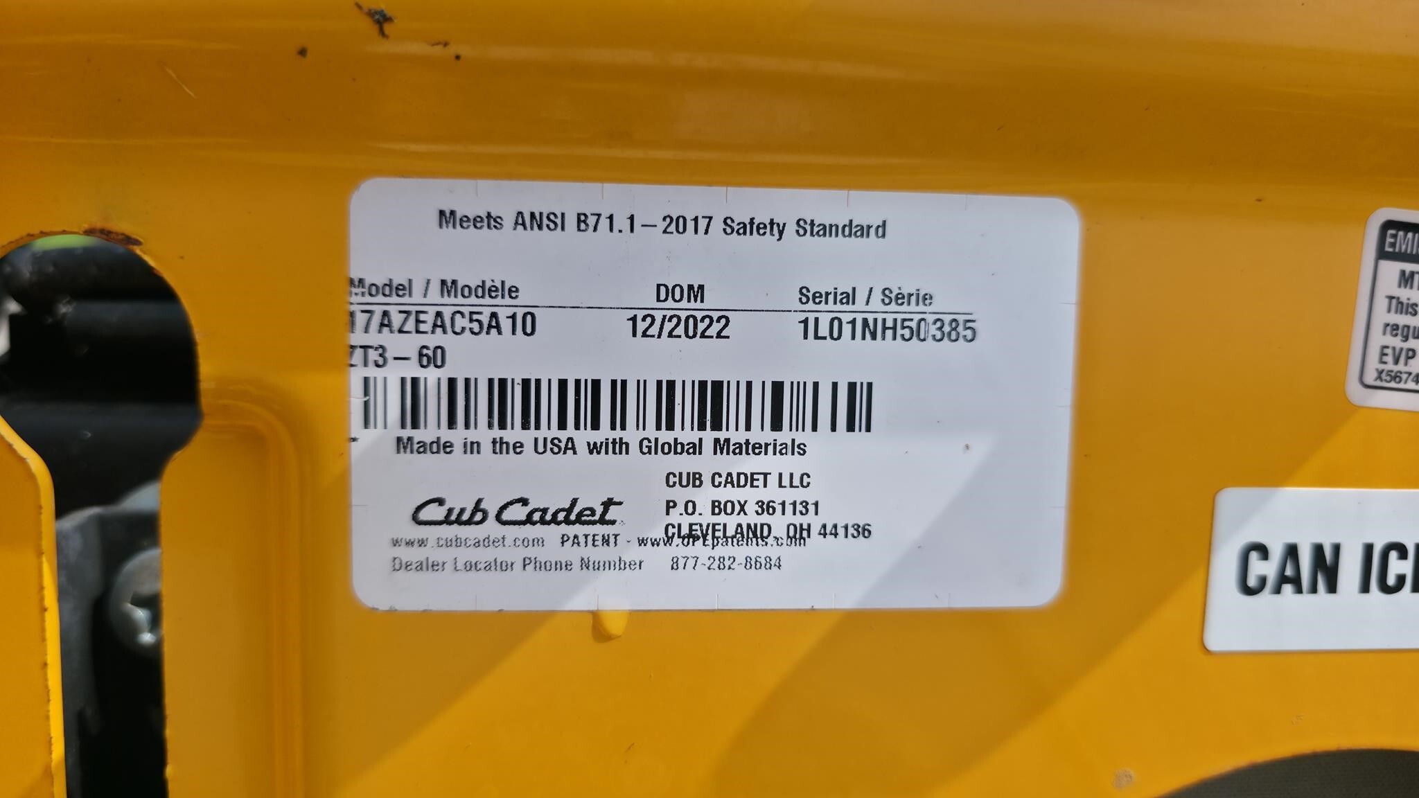 2023 Cub Cadet ULTIMA ZT3 60 Lawn Mower