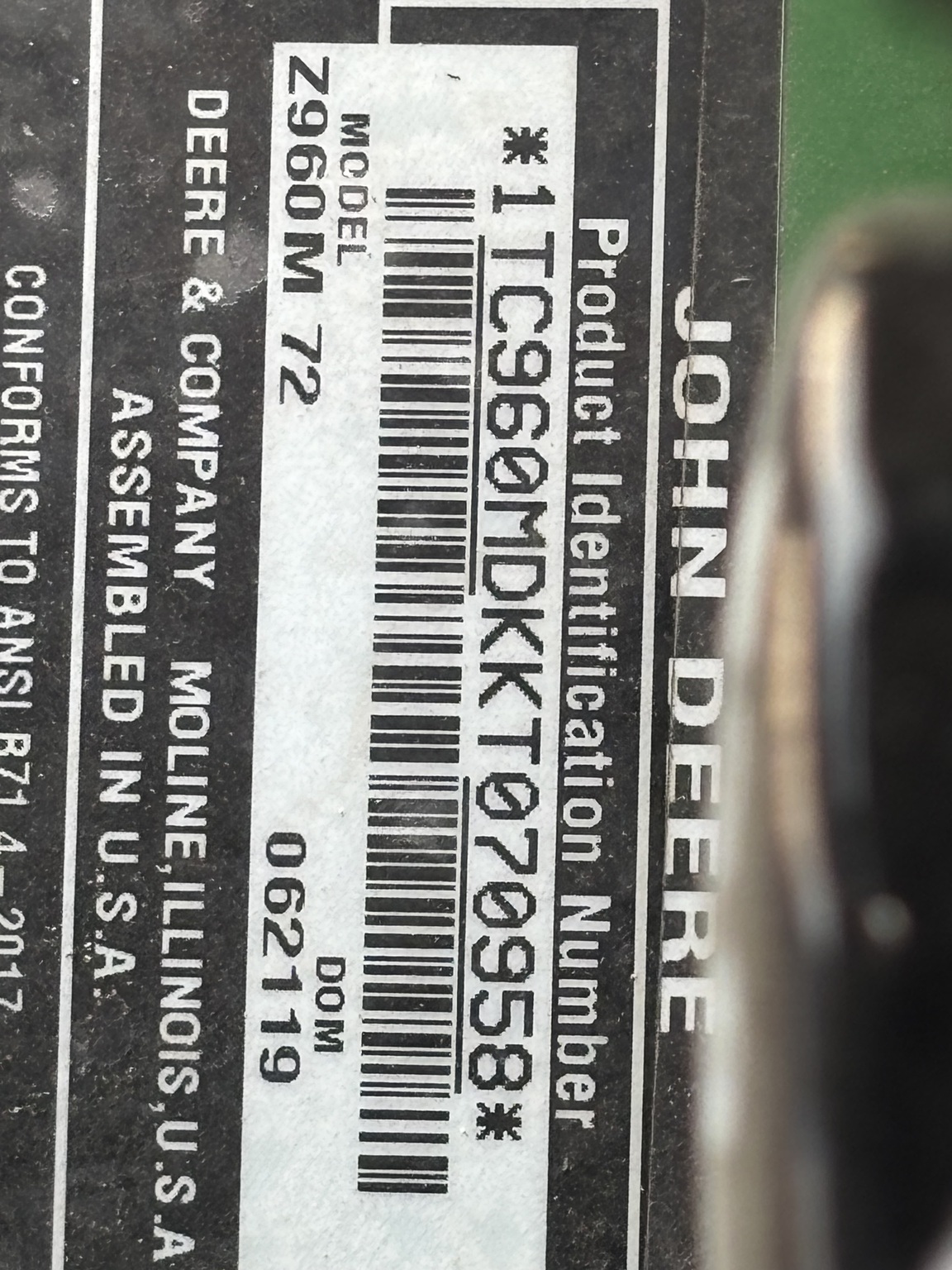 2019 John Deere Z960M Lawn Mower