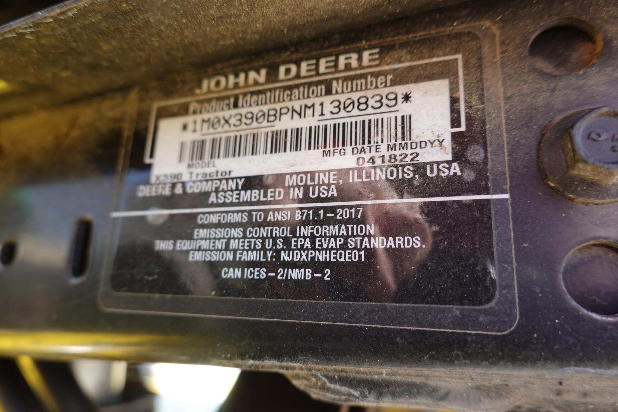 2022 John Deere X390 Lawn Mower