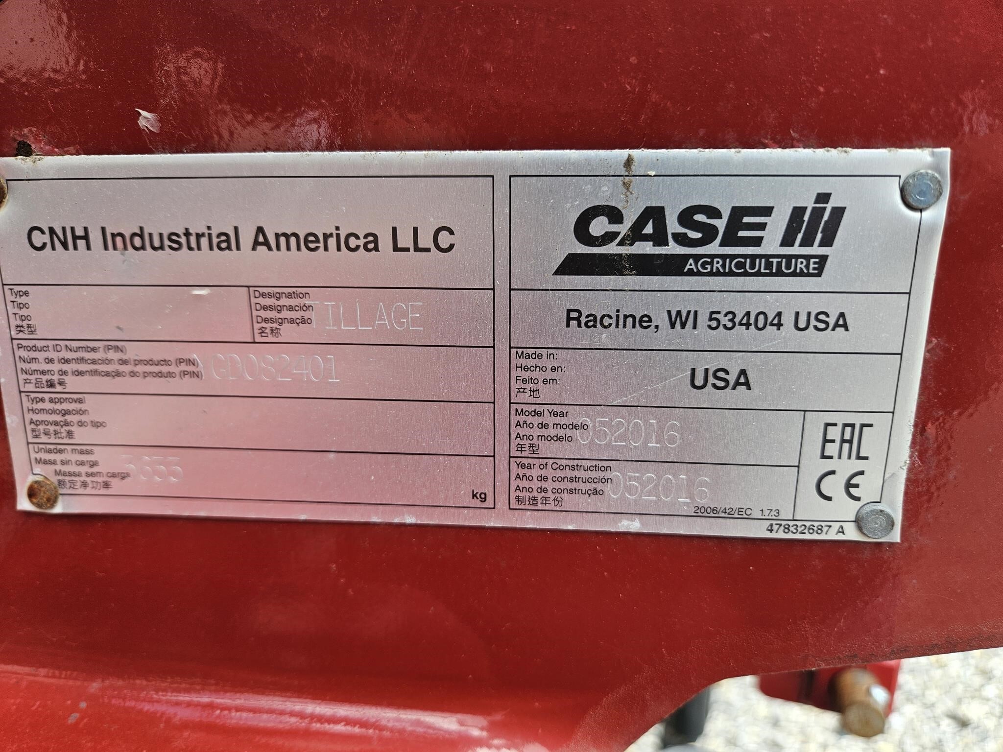 2016 Case IH Ecolo-Til 2500 In-Line Ripper