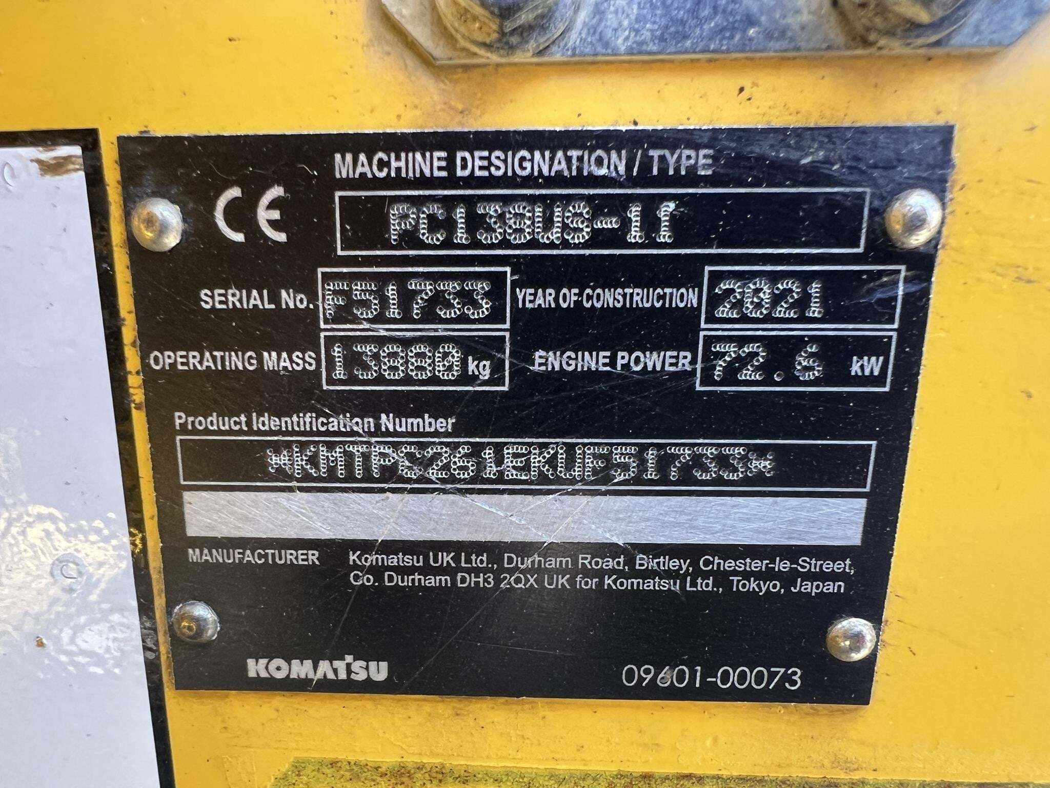 2021 Komatsu PC138US-11 Excavator