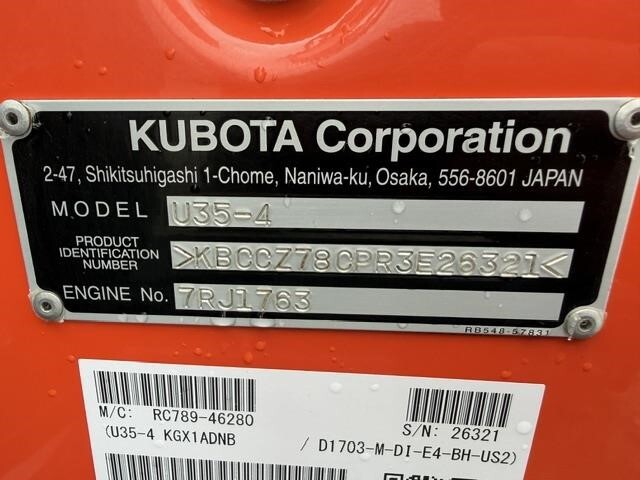  Kubota U35-4 Mini Excavator