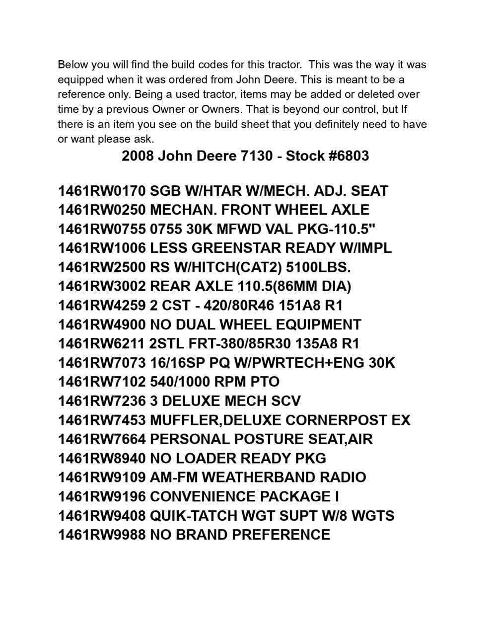 2008 John Deere 7130 Premium Tractor
