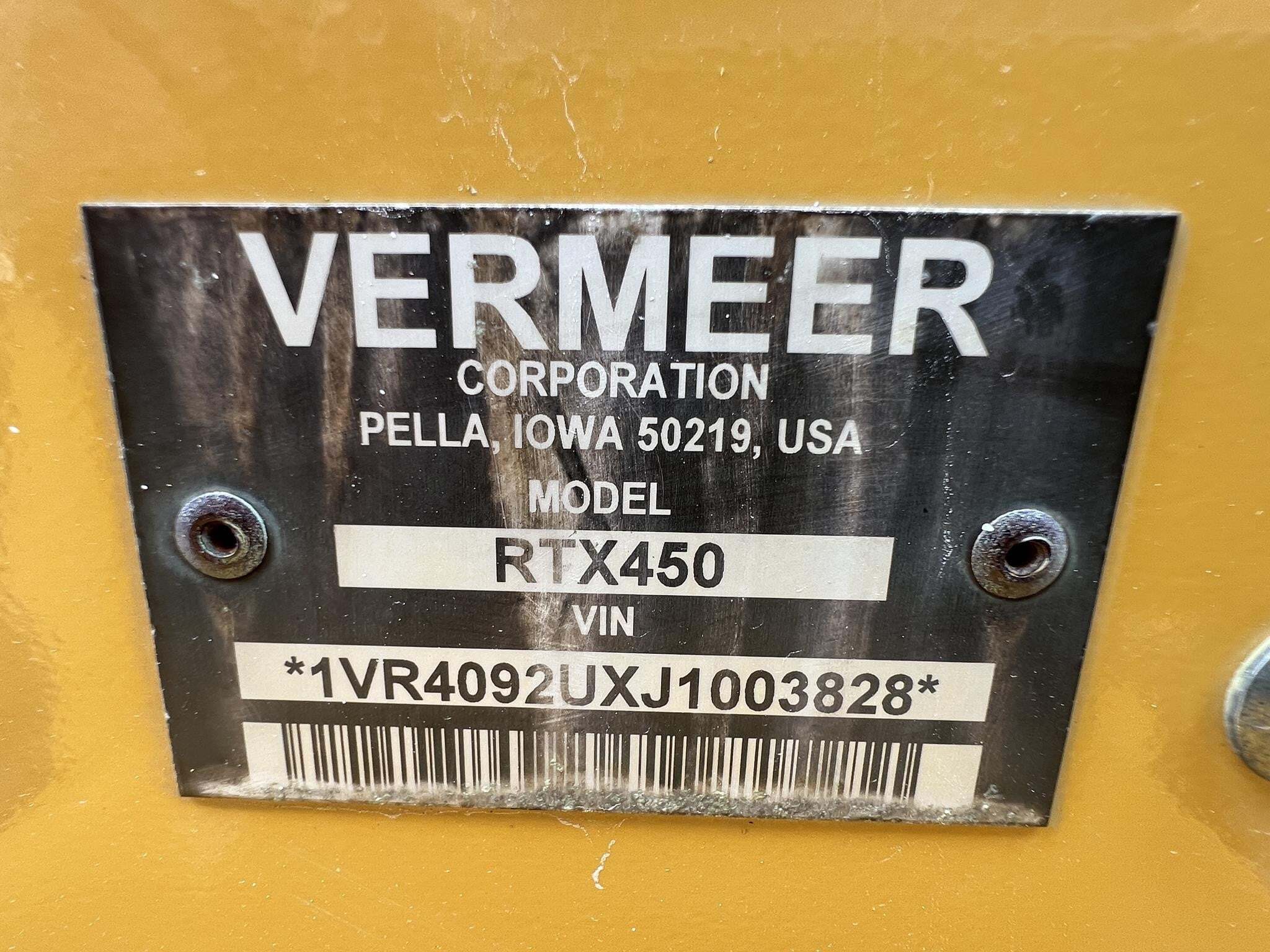 2018 Vermeer RTX450 Trencher