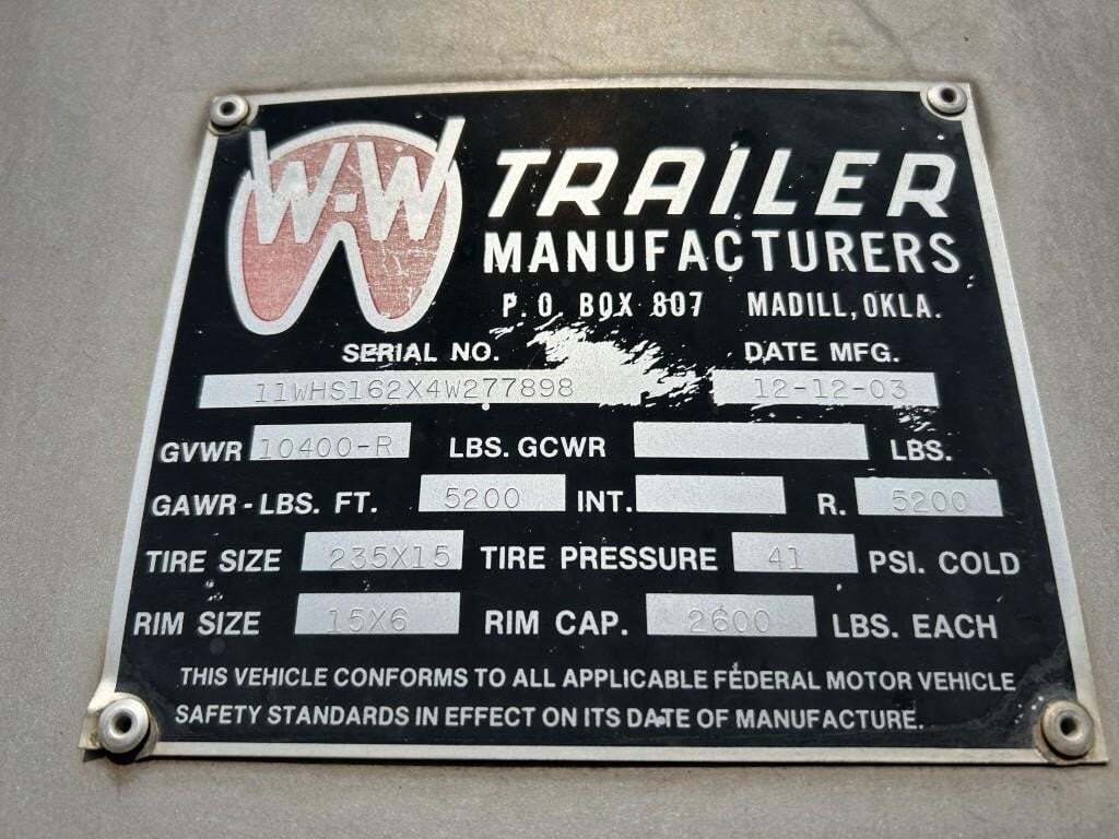 2004 WW 16' Livestock Trailer