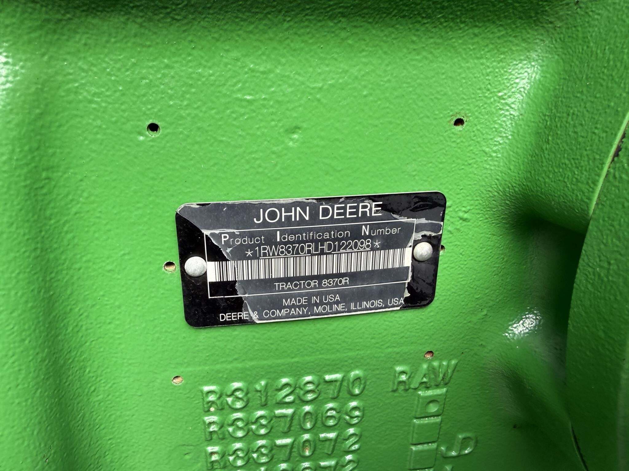 2014 John Deere 8370R Tractor