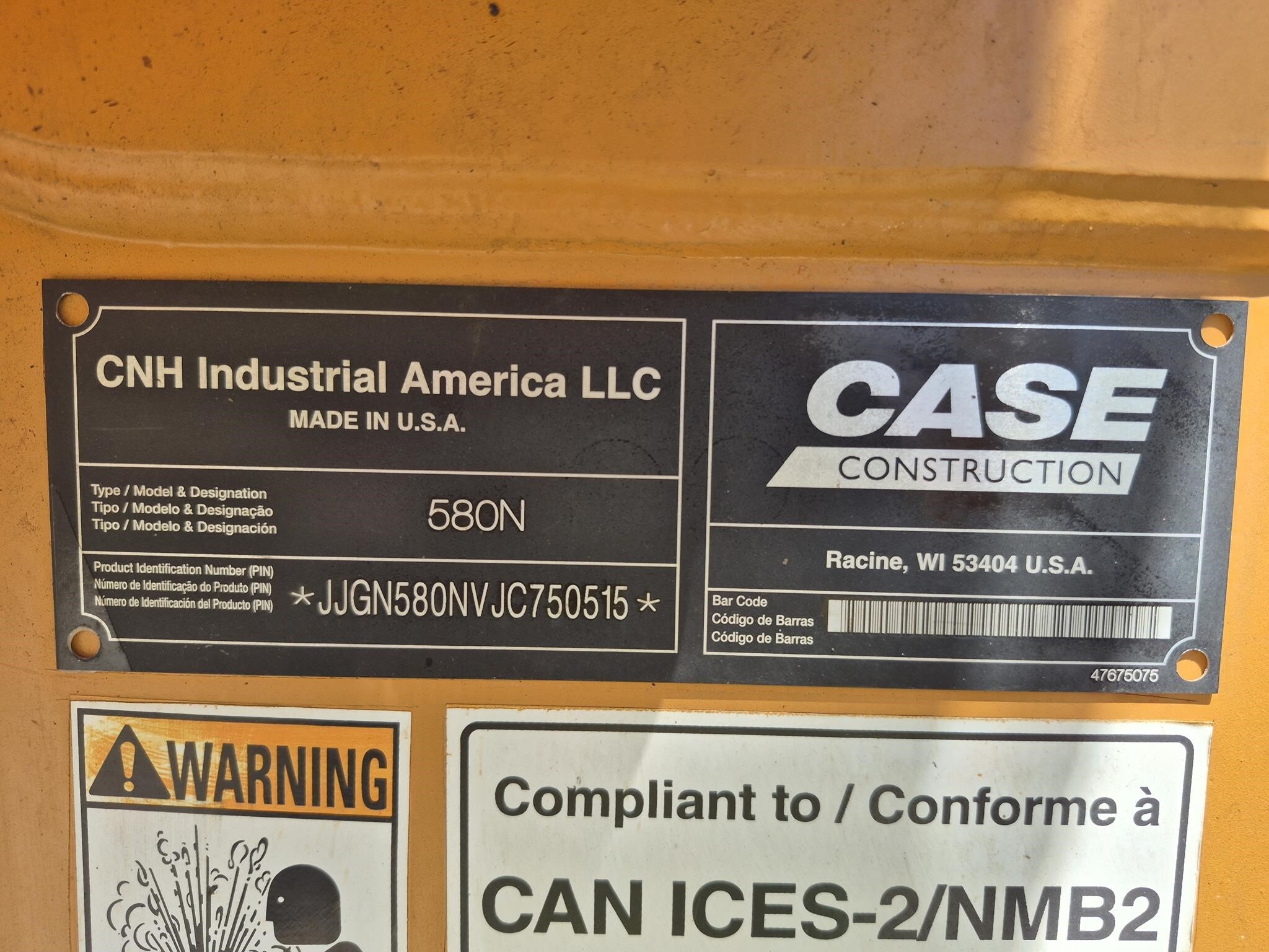 2018 Case 580N Backhoe