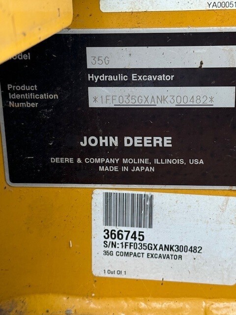 2023 Deere 35G Mini Excavator
