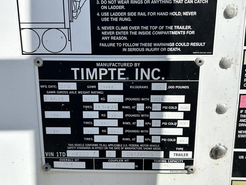 2013 Timpte Grain Trailer Grain Trailer